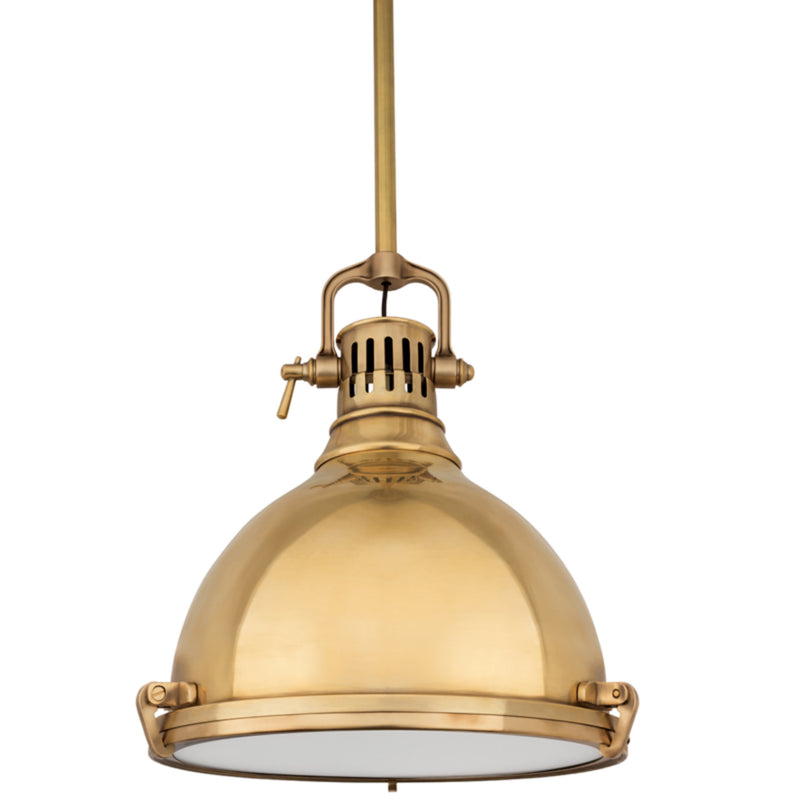 Pelham 1 Light Pendant in Aged Brass