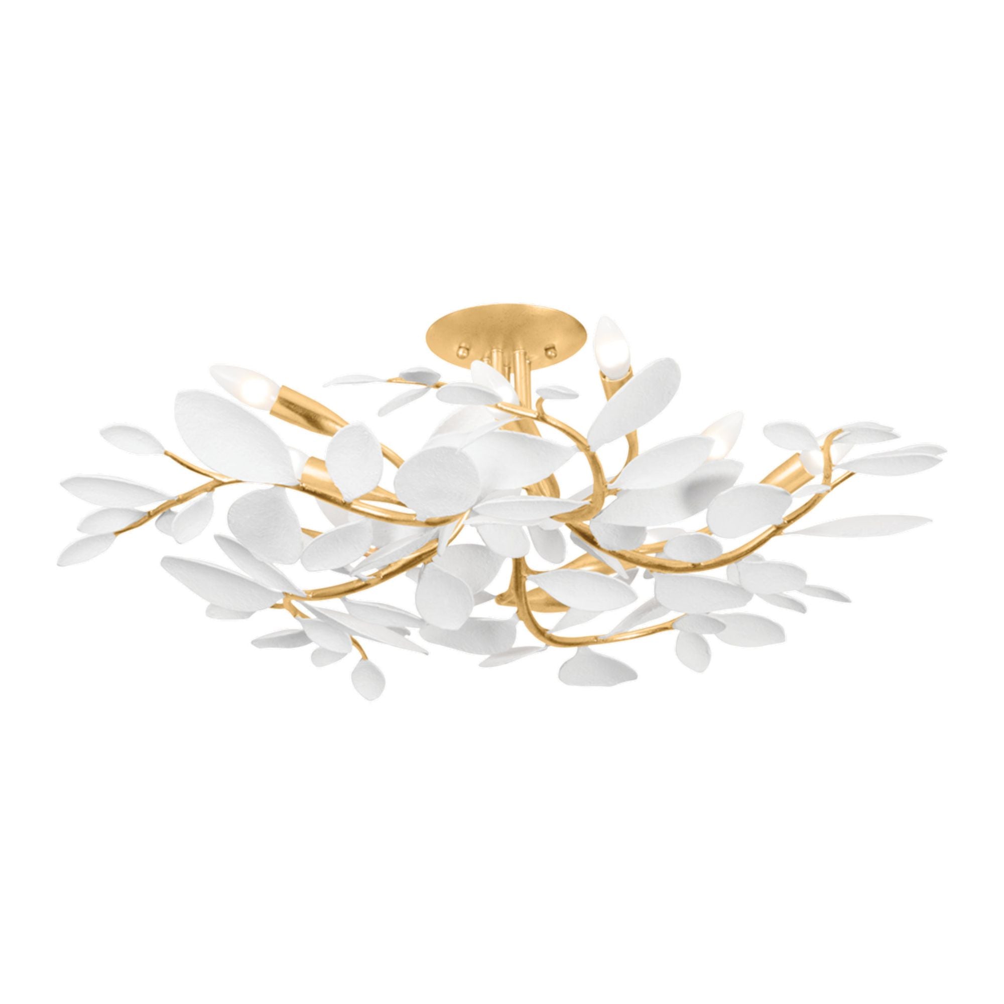 Marabec 10-Light Semi Flush in  Vintage Gold Leaf/ White Plaster 32L x 32W x 10.75H