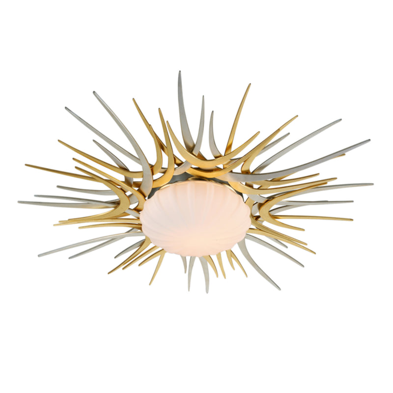 Helios 1 Light Flush Mount in Gold And Silver Leaf