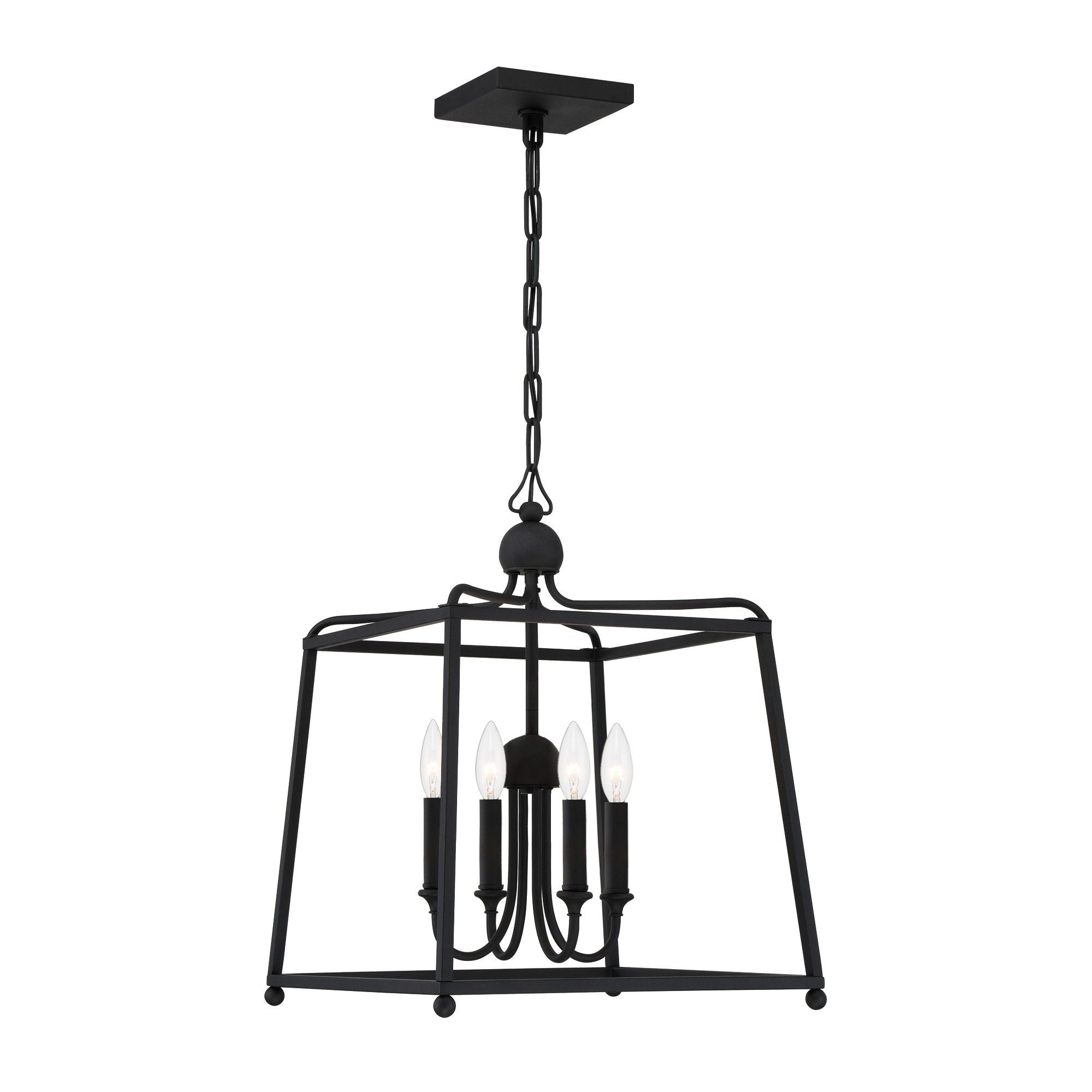 Libby Langdon Sylvan 4 Light Black Forged Lantern Chandelier 16"W x 21"H x 16"D