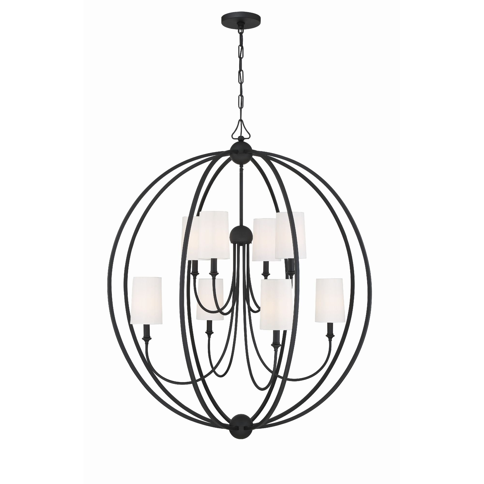 Libby Langdon Sylvan 8 Light Black Forged Chandelier Silk Shade 40"W x 46"H x 40"D