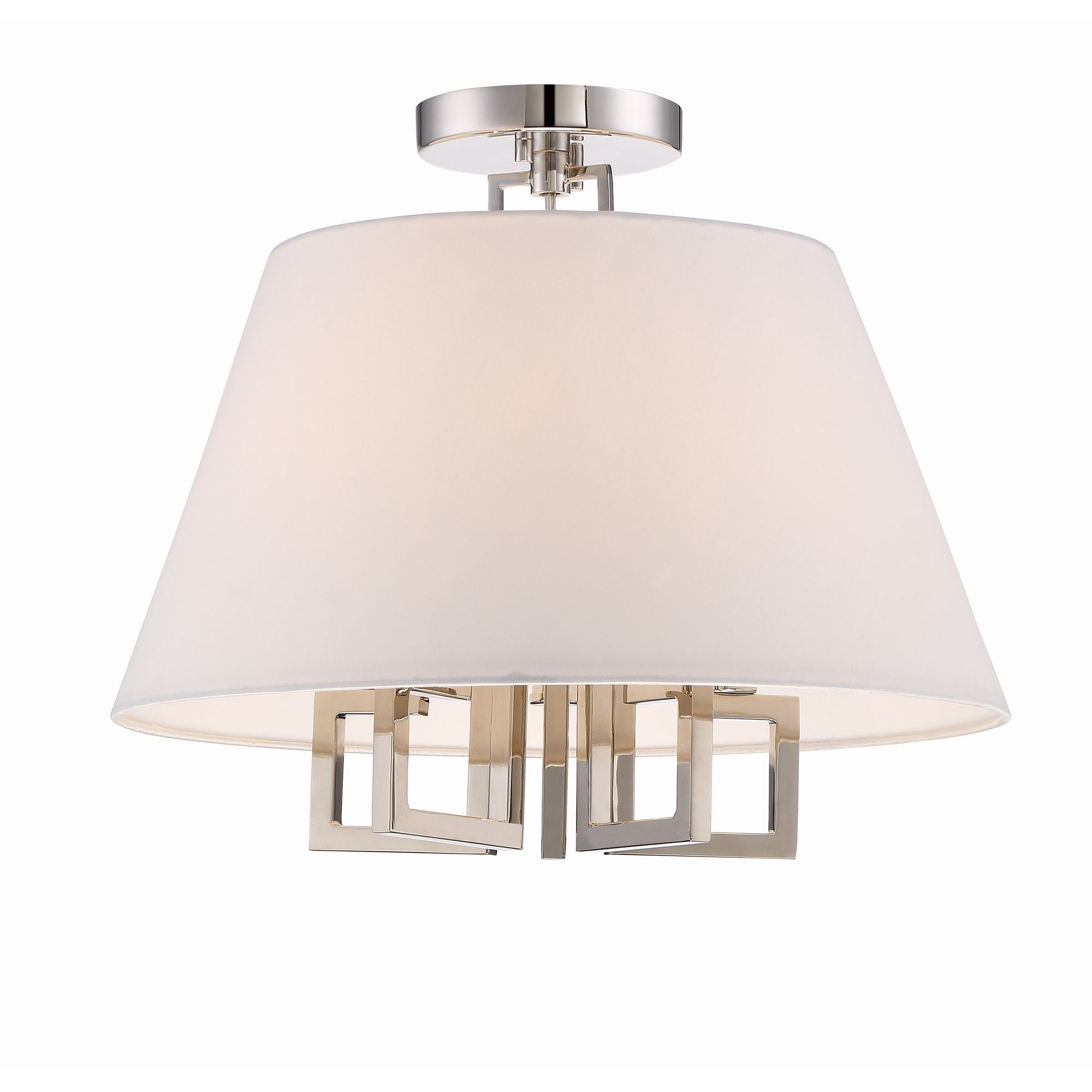 Libby Langdon Westwood 5 Light Polished Nickel Semi Flush Mount Silk Shade 16"W x 13.25"H x 16"D