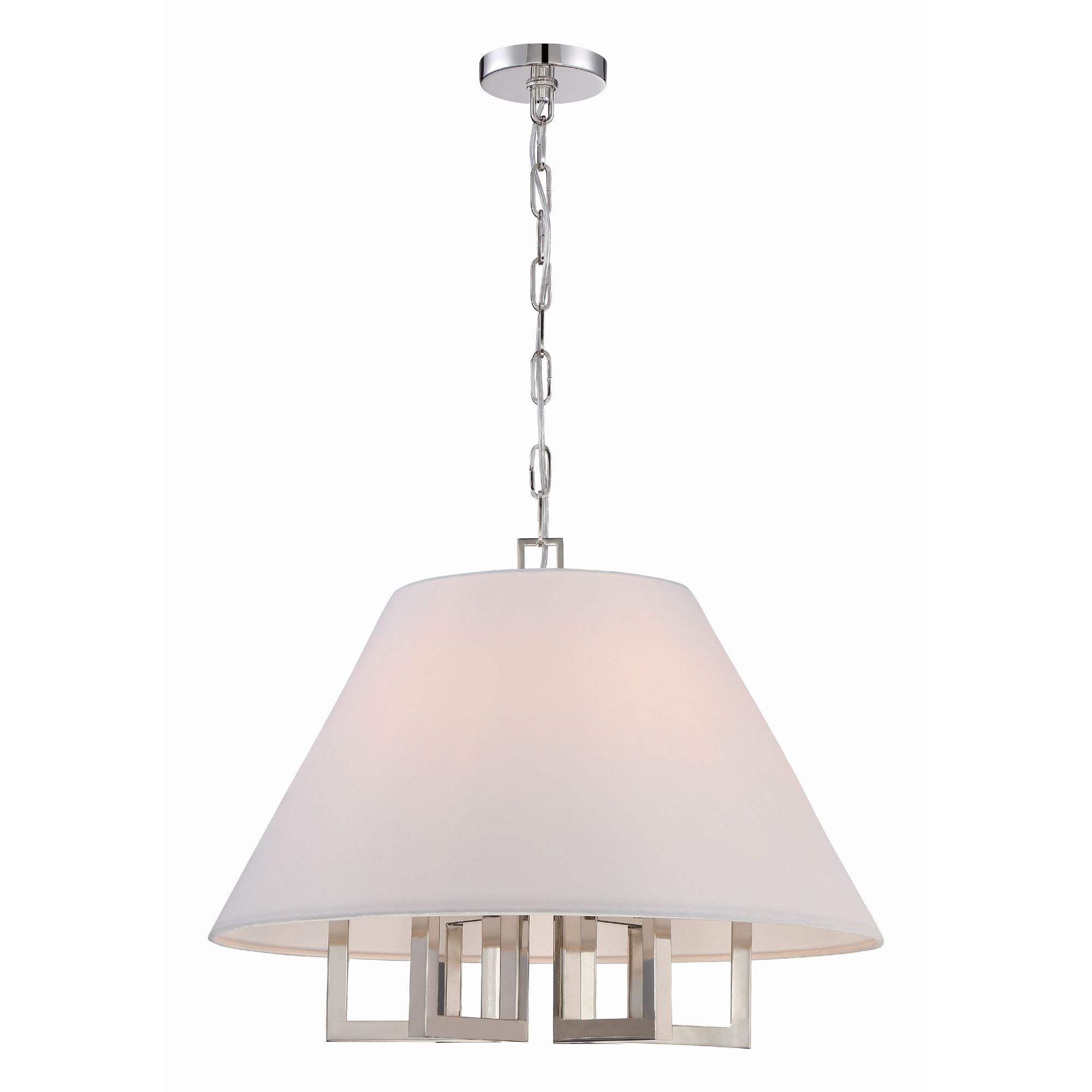 Libby Langdon Westwood 6 Light Polished Nickel Chandelier Silk Shade 24"W x 18.5"H x 24"D