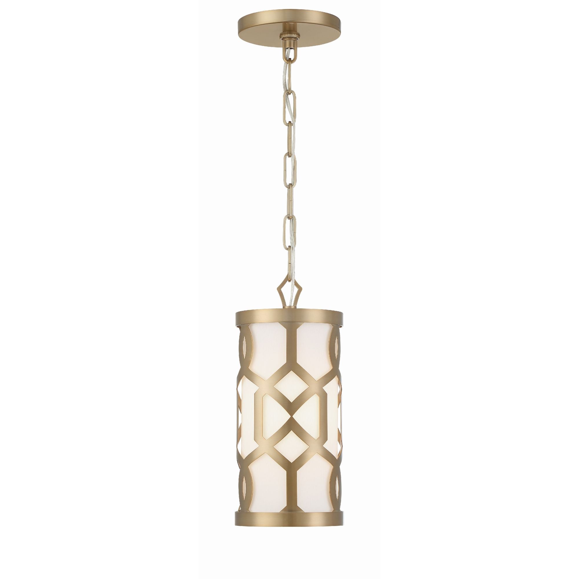 Libby Langdon Jennings 1 Light Aged Brass Mini Pendant Silk Shade 6"W x 12"H x 6"D