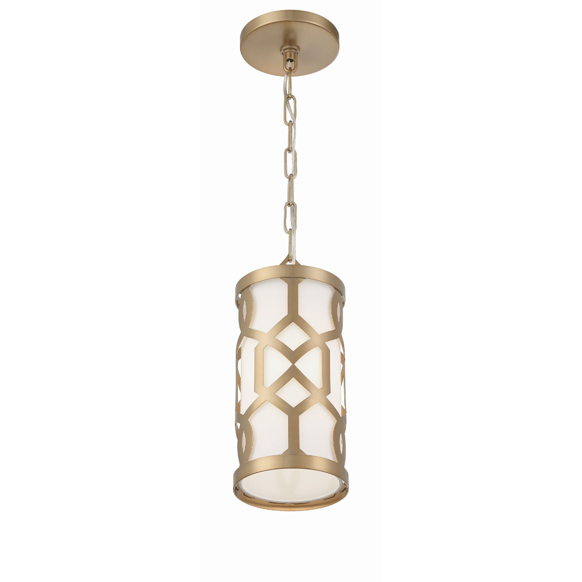 Libby Langdon Jennings 1 Light Aged Brass Mini Pendant Silk Shade 6"W x 12"H x 6"D