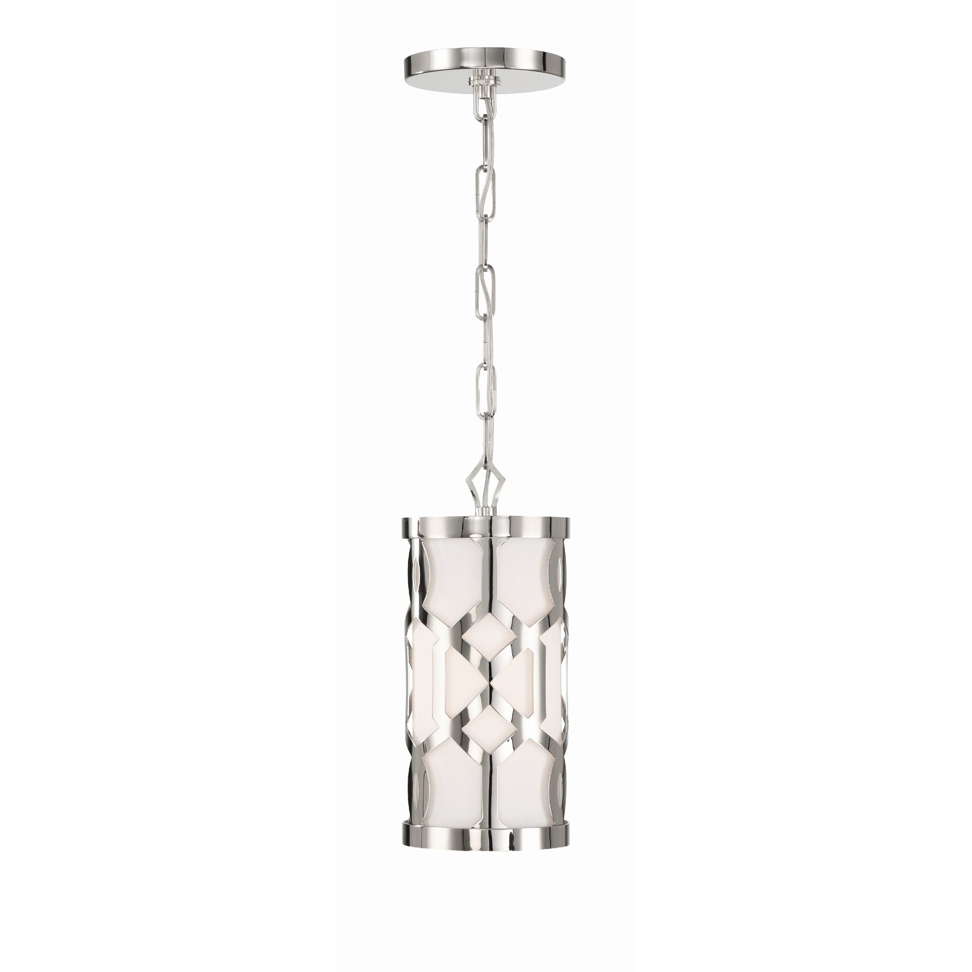 Libby Langdon Jennings 1 Light Polished Nickel Mini Pendant Silk Shade 6"W x 12"H x 6"D