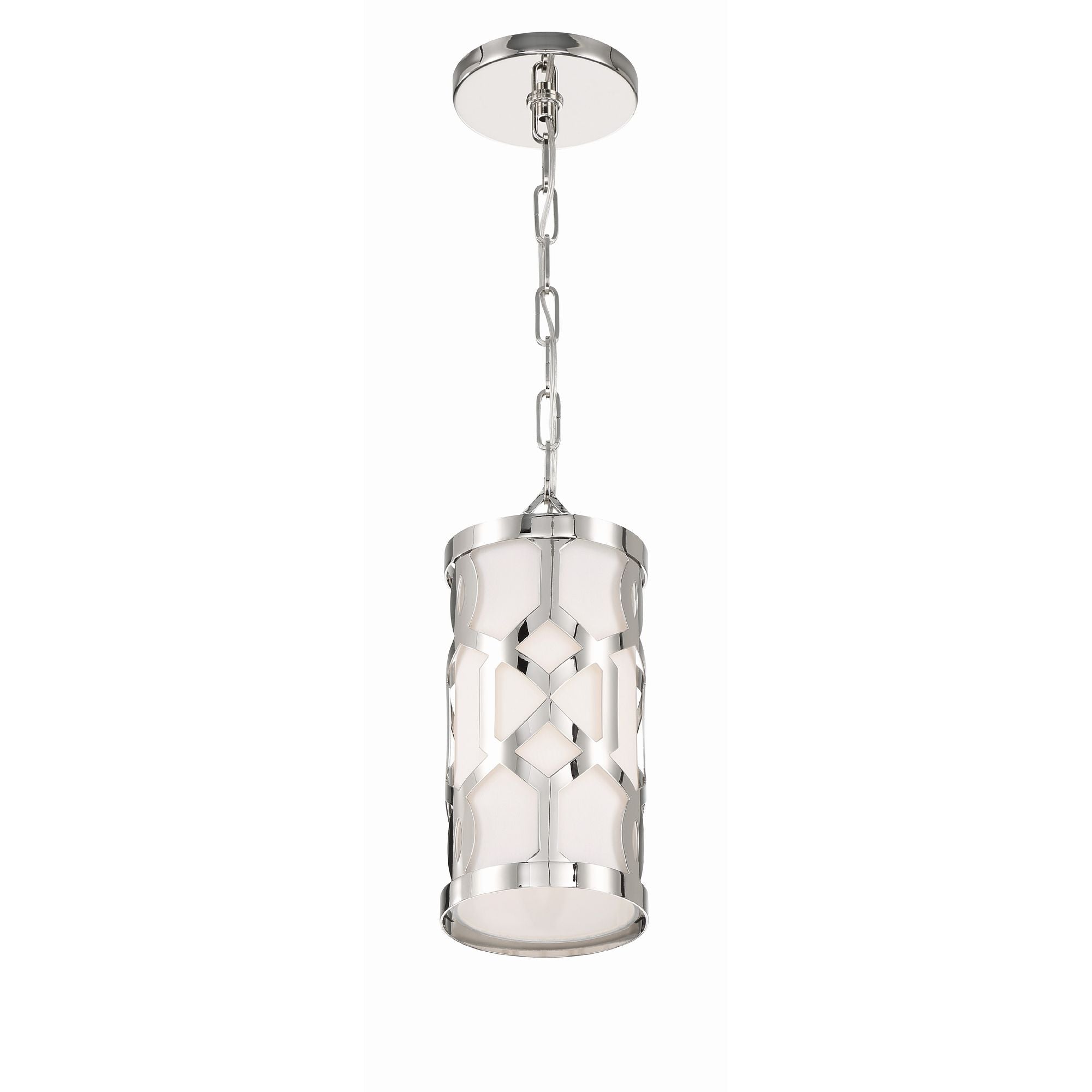 Libby Langdon Jennings 1 Light Polished Nickel Mini Pendant Silk Shade 6"W x 12"H x 6"D