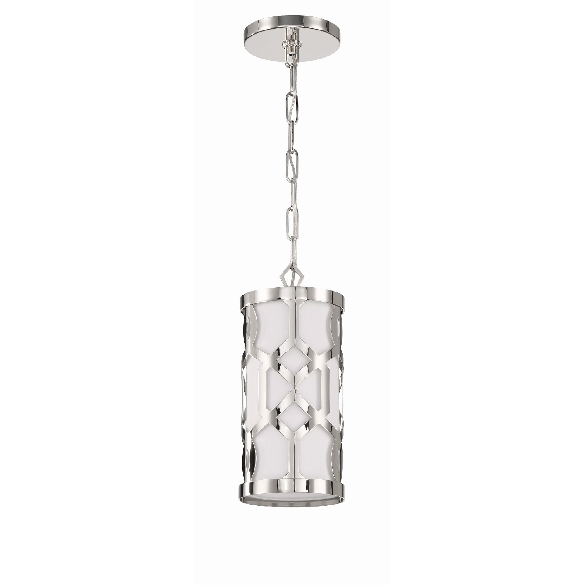 Libby Langdon Jennings 1 Light Polished Nickel Mini Pendant Silk Shade 6"W x 12"H x 6"D