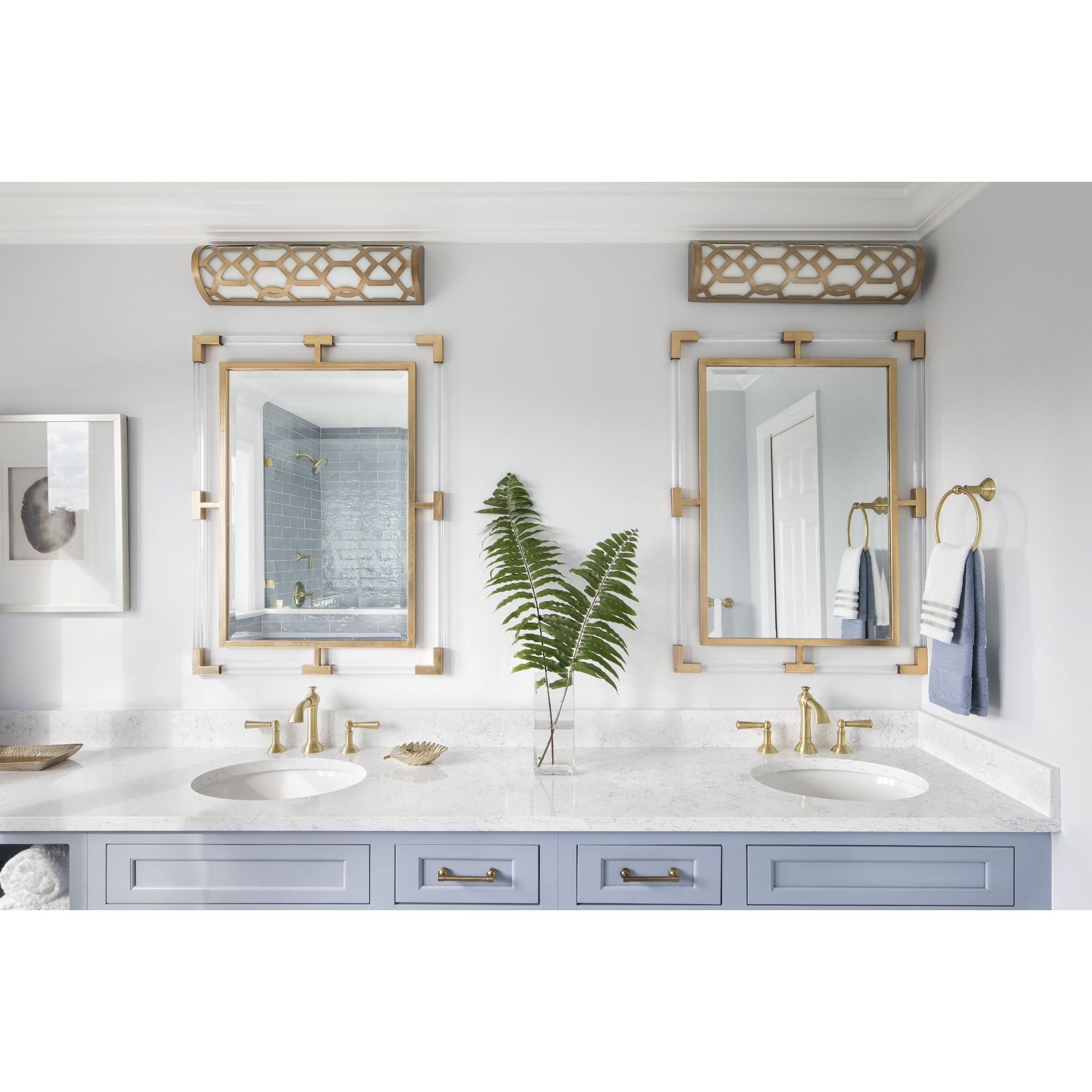 Libby Langdon for Crystorama Jennings 1 Light Aged Brass Bathroom Vanity