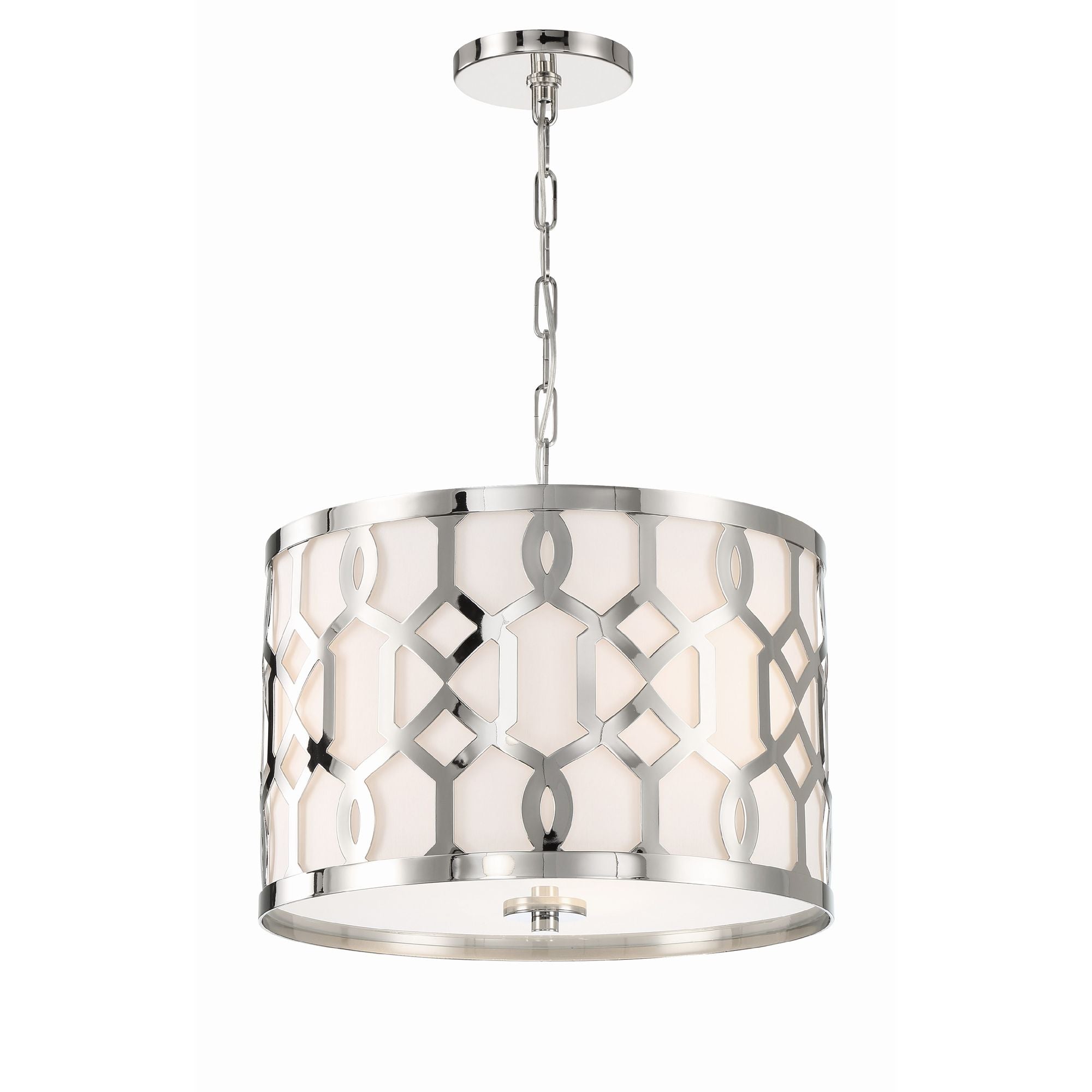 Libby Langdon Jennings 3 Light Polished Nickel Chandelier Silk Shade 18.25"W x 15"H x 18.25"D