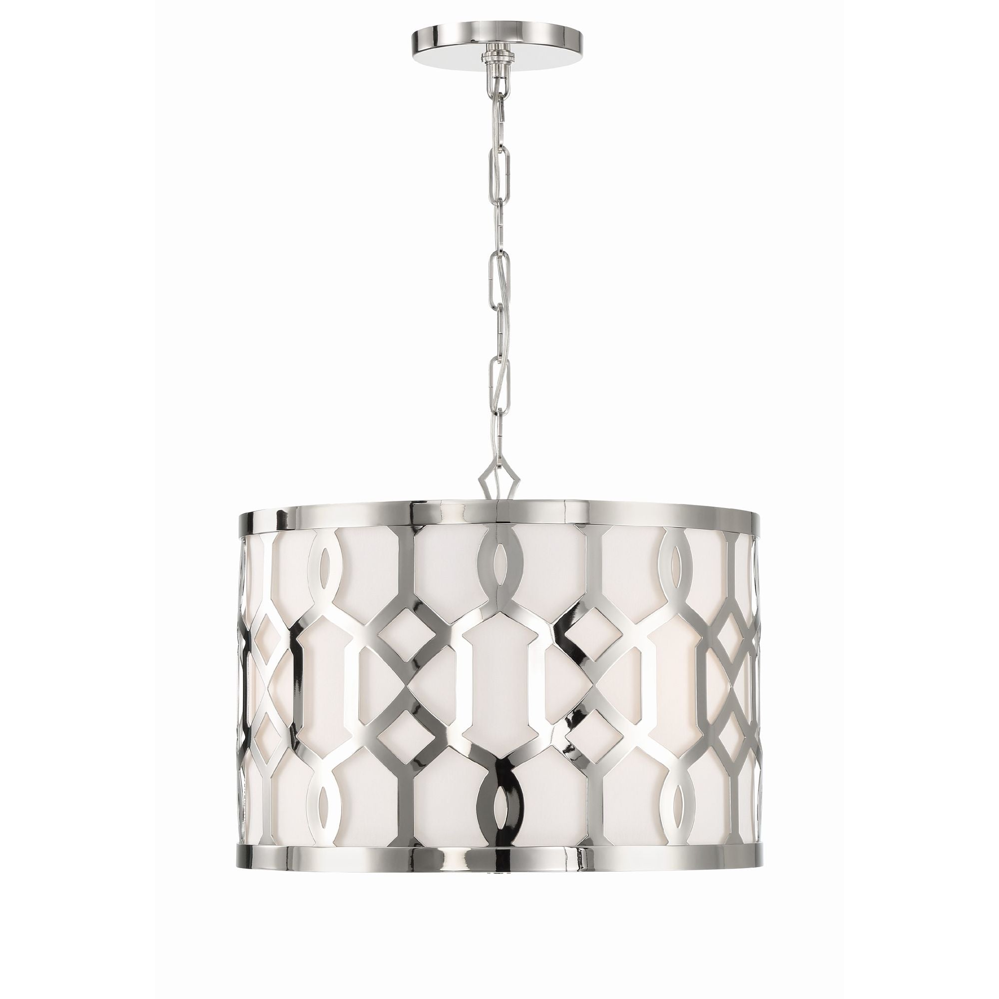 Libby Langdon Jennings 3 Light Polished Nickel Chandelier Silk Shade 18.25"W x 15"H x 18.25"D