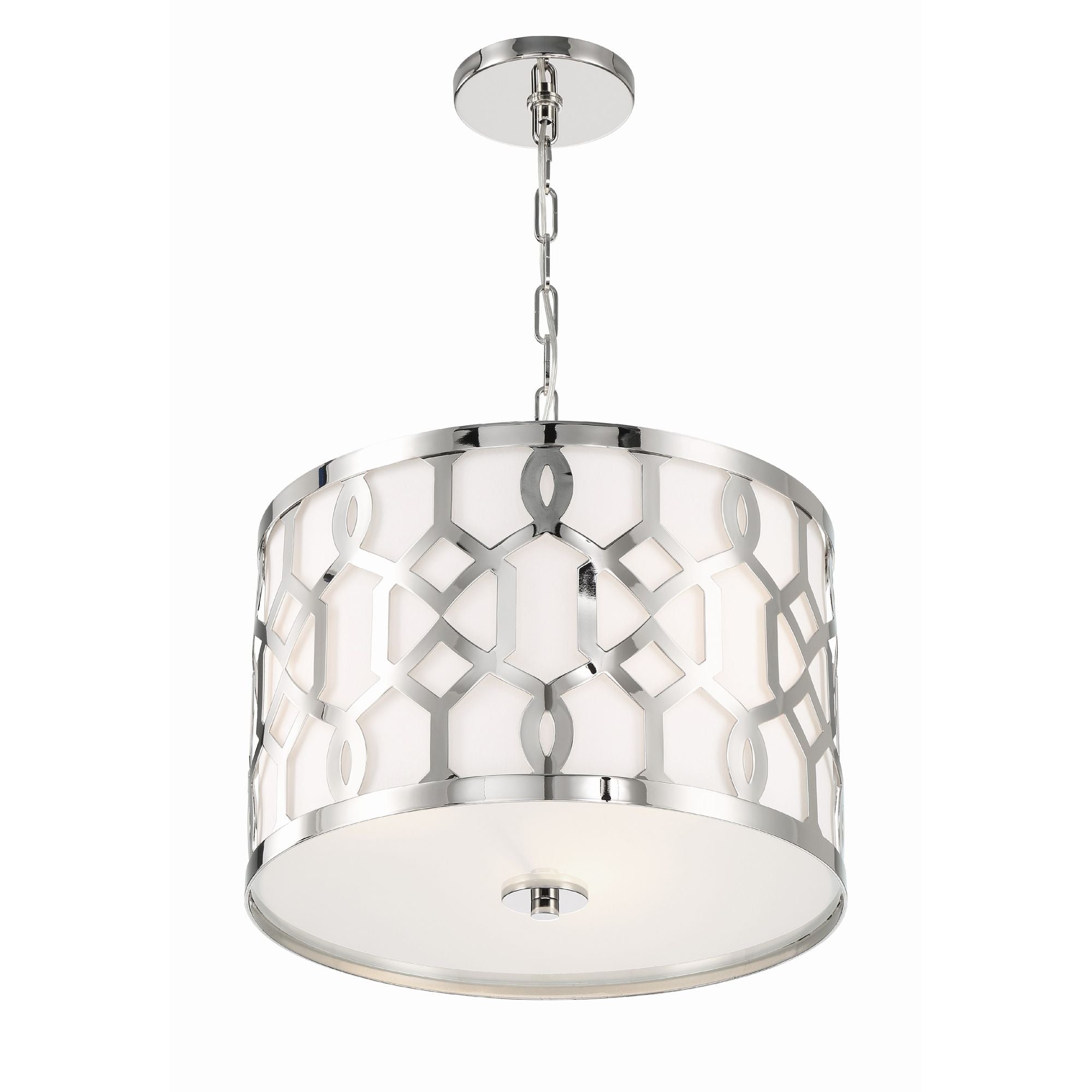 Libby Langdon Jennings 3 Light Polished Nickel Chandelier Silk Shade 18.25"W x 15"H x 18.25"D