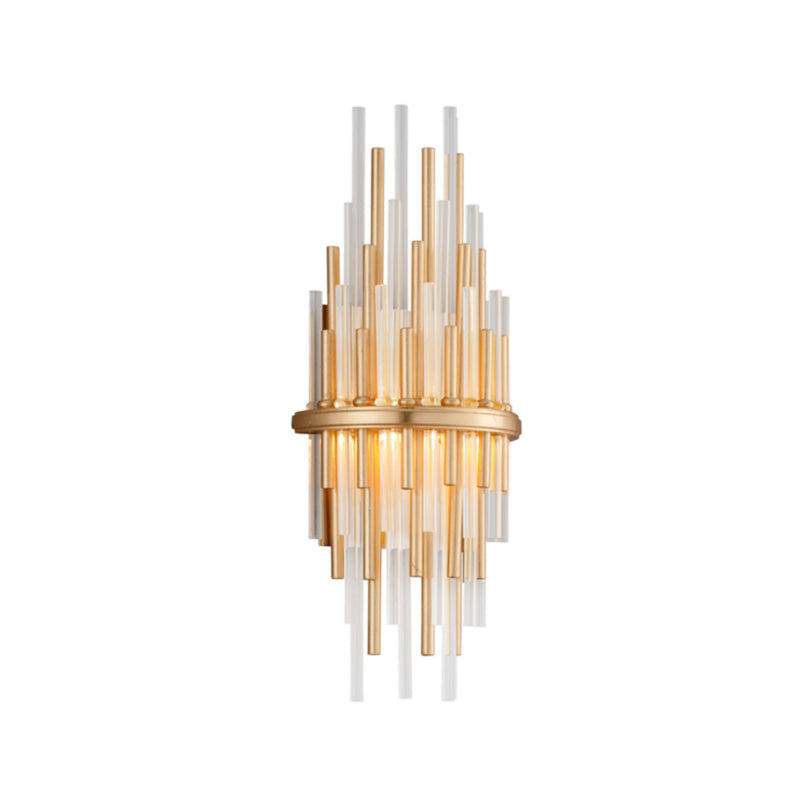 Theory 2 Light Wall Sconce in Gold Leaf W Polished Stainless