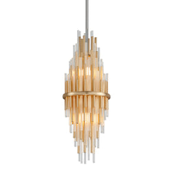 Theory 2 Light Pendant in Gold Leaf W Polished Stainless