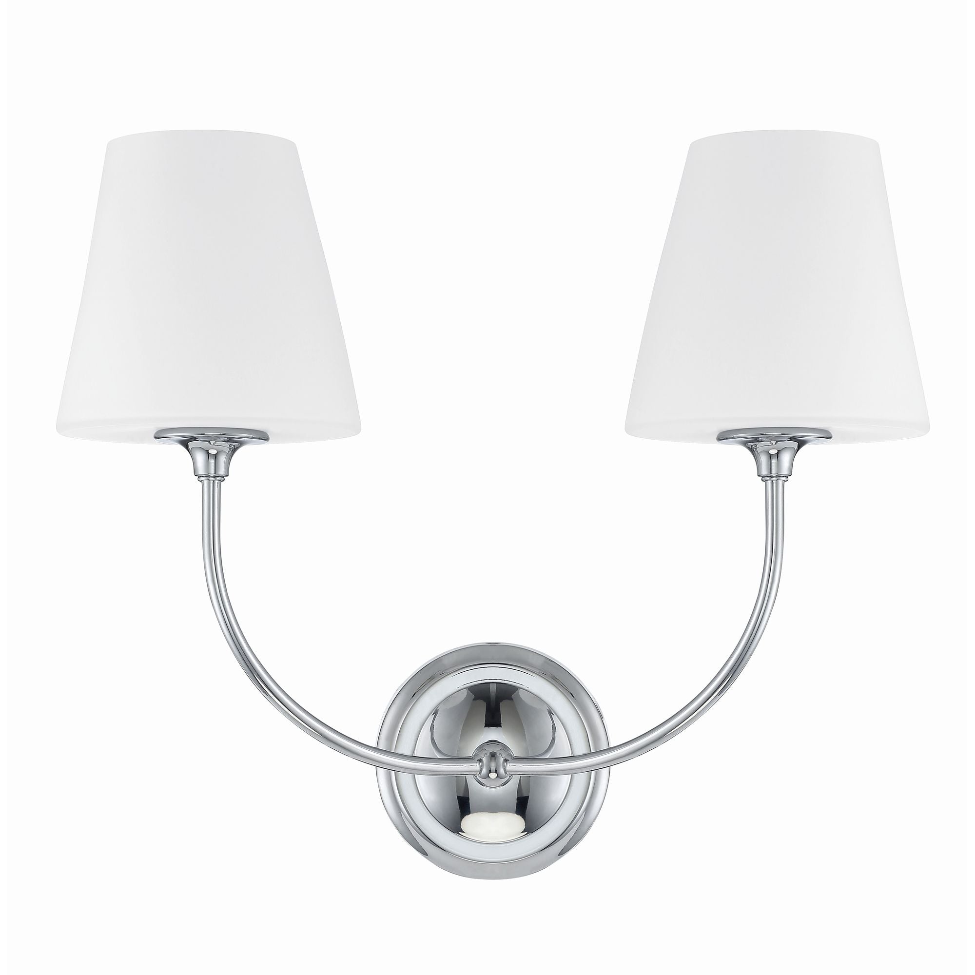 Libby Langdon Sylvan 2 Light Polished Chrome Sconce Glass Shade 17"W x 14.75"H x 8.25"D