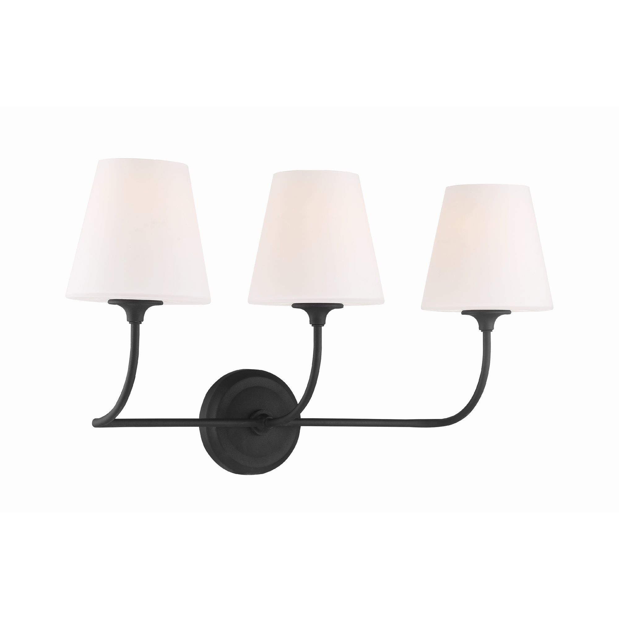 Libby Langdon Sylvan 3 Light Black Forged Bathroom Vanity Glass Shade 23.25"W x 13.25"H x 9.75"D