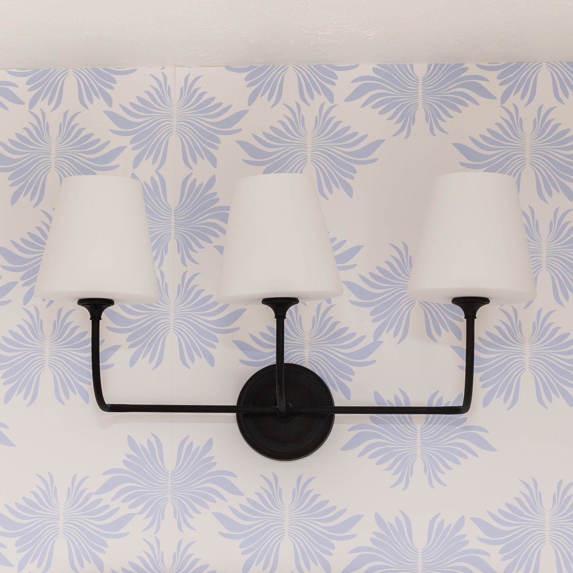 Libby Langdon Sylvan 3 Light Black Forged Bathroom Vanity Glass Shade 23.25"W x 13.25"H x 9.75"D