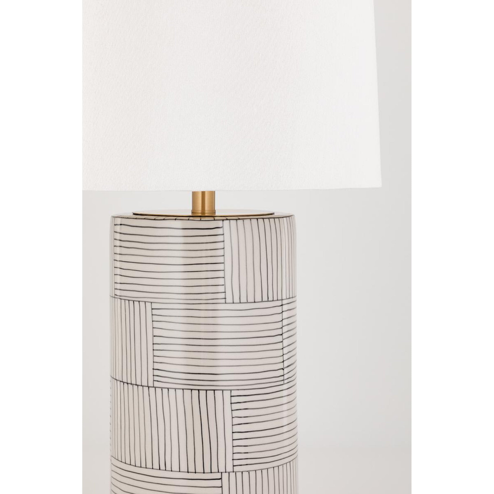 Borneo 1 Light Table Lamp in Aged Brass/stripe Combo