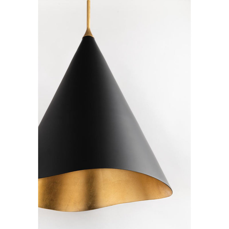 Martini 1 Light Pendant in Gold Leaf/black Combo