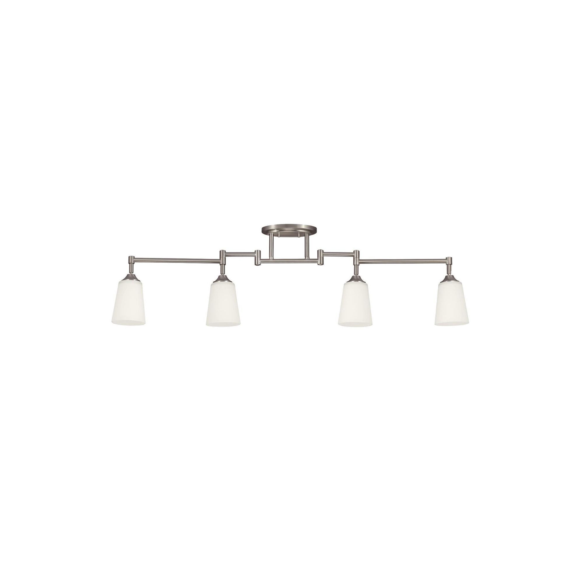 Four Light Track Lighting Kit LED Transitional Fixture 4.75" Width 13.25" Height Steel Round Satin Etched Shade in Brushed Nickel