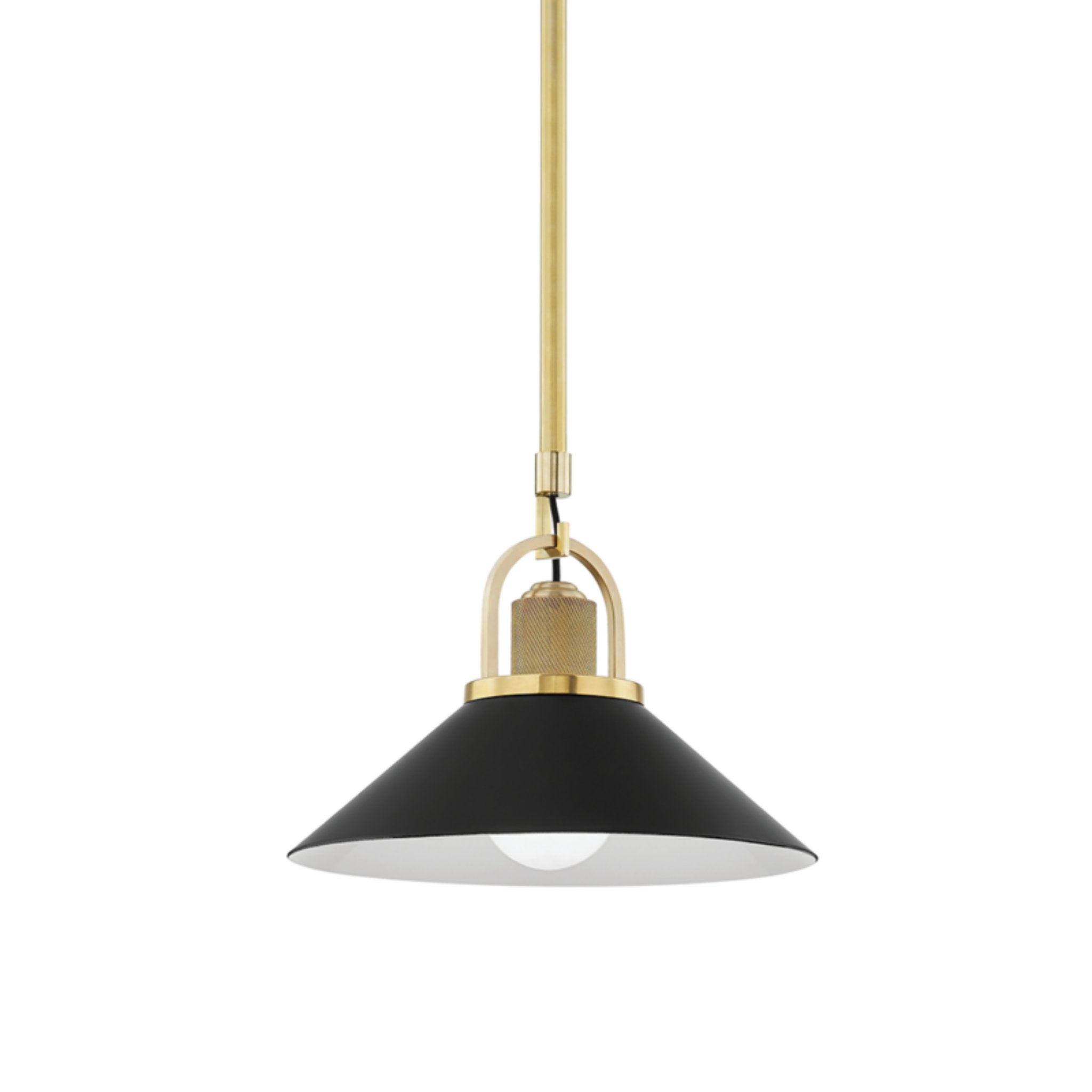 Syosset 1-Light Pendant in Aged Brass 12W x 9.25H (Black)