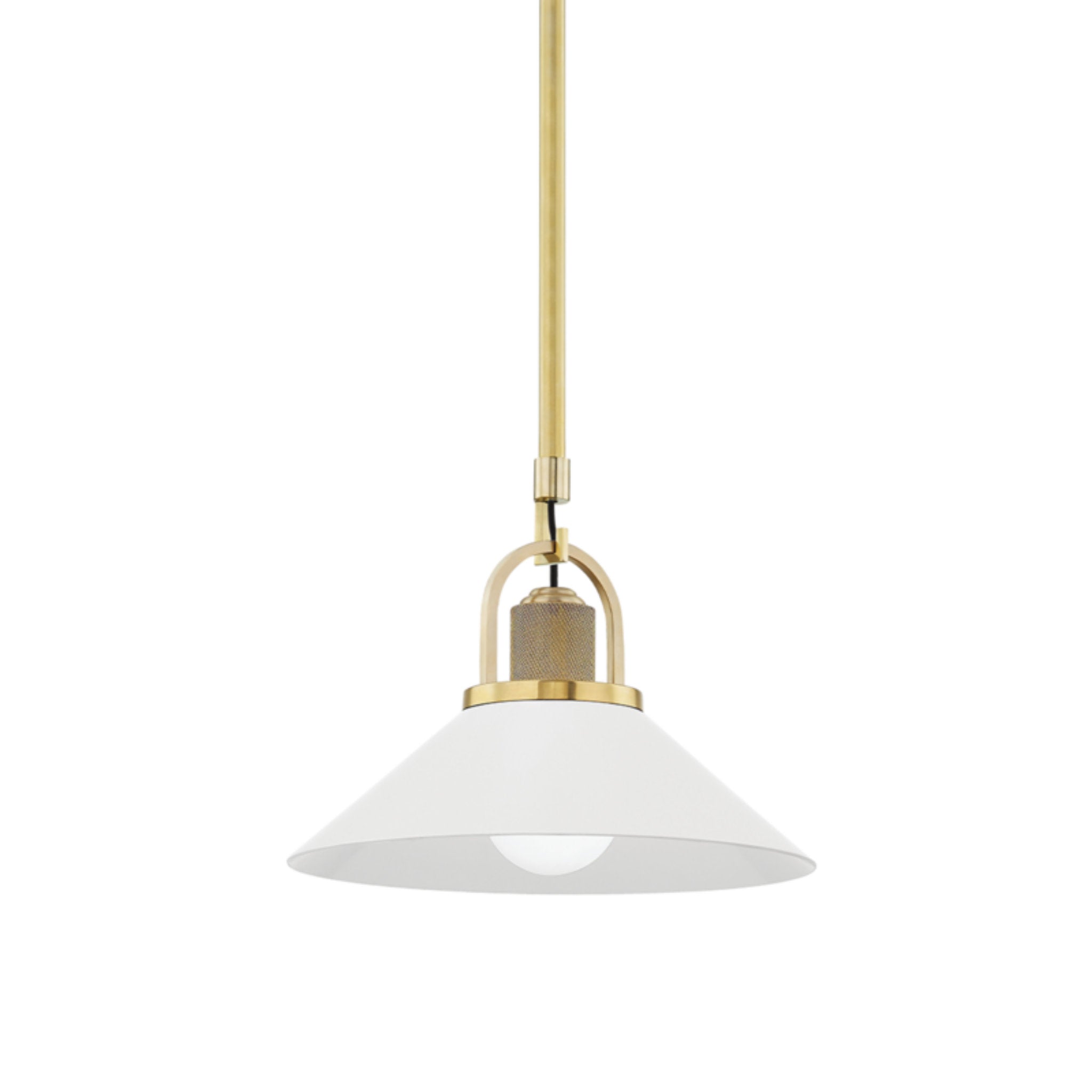 Syosset 1 Light Pendant in Aged Brass/soft Off White