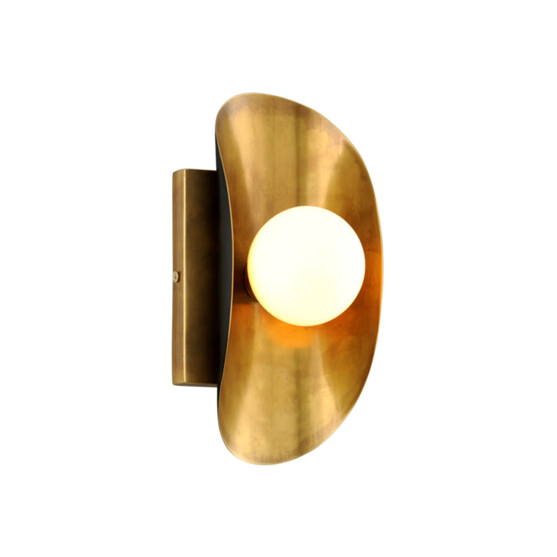 Hopper 1 Light Wall Sconce in Vintage Brass Bronze Accents