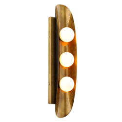 Hobart 3 Light Wall Sconce in Vintage Brass Bronze Accents