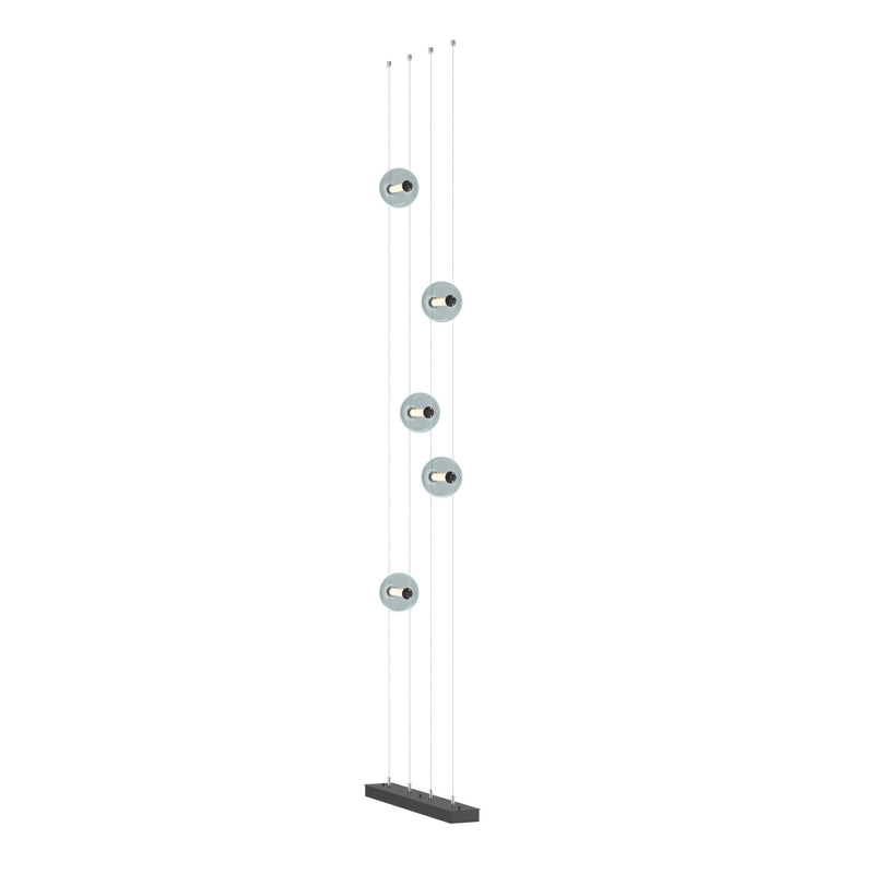 Abacus 5-Light Floor to Ceiling Plug-In LED Lamp in Black w/ Cool Grey Glass (YL)