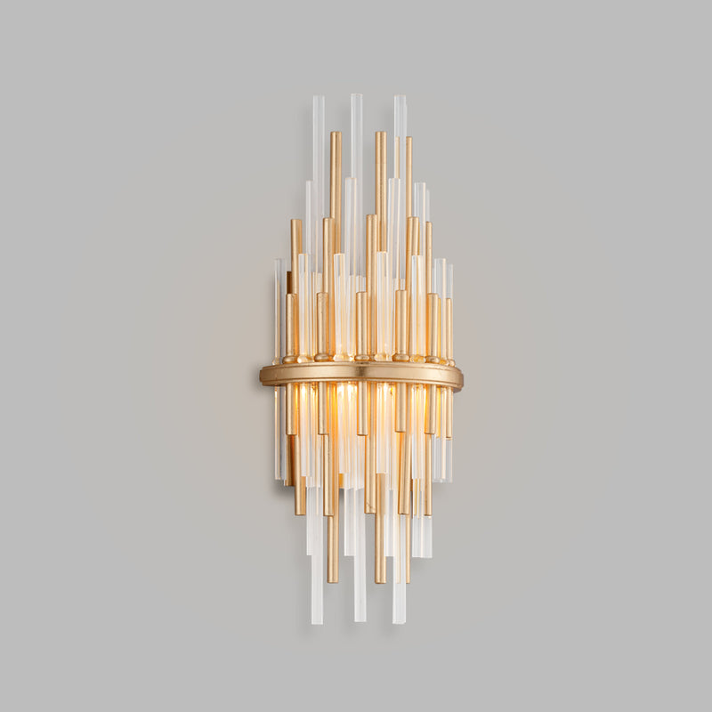 Theory 2 Light Wall Sconce in Gold Leaf W Polished Stainless