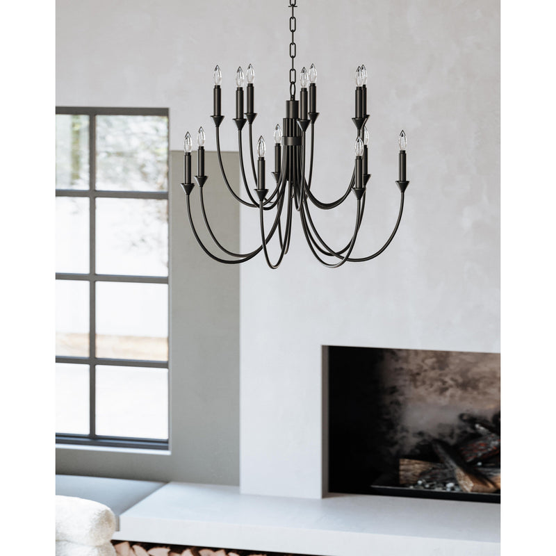 Cate 14 Light Chandelier in Forged Iron