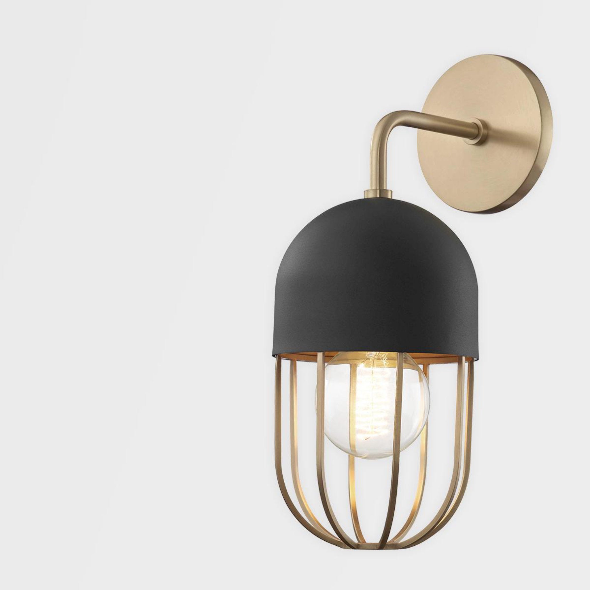 Haley 1-Light Wall Sconce in Aged Brass/Black
