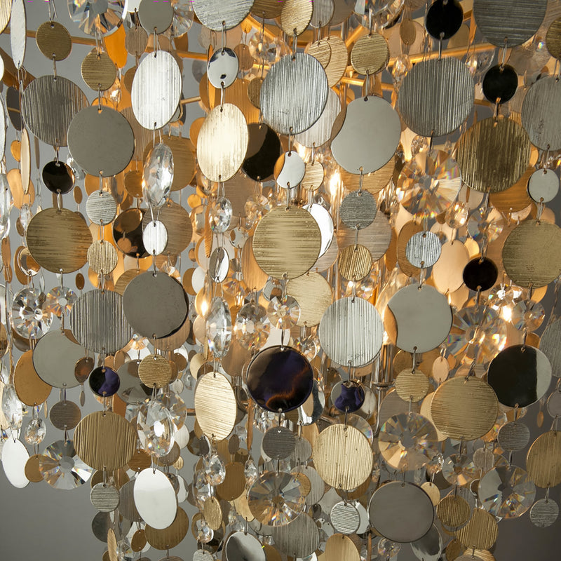 Ambrosia 7 Light Chandelier in Gold Silver Leaf & Stainless