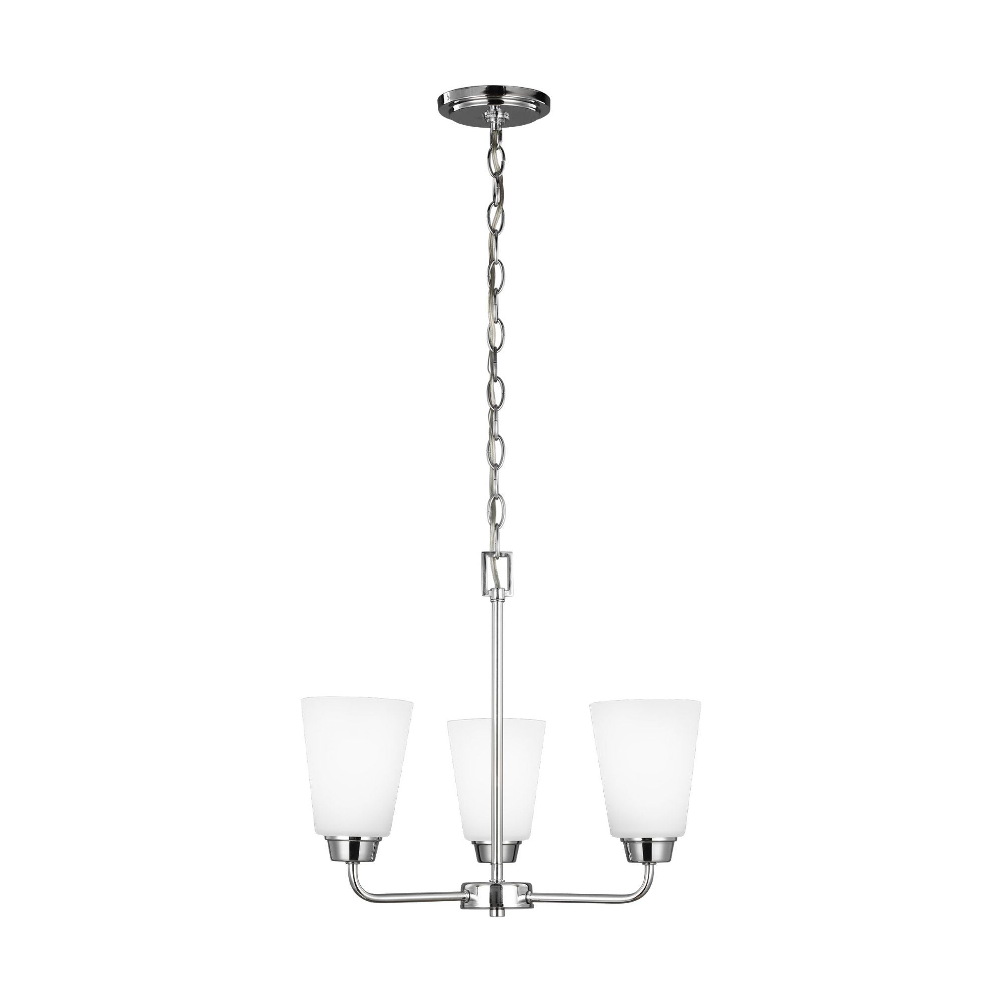 Kerrville Three Light Chandelier LED Transitional 15" Height Steel Round Satin Etched Shade in Chrome