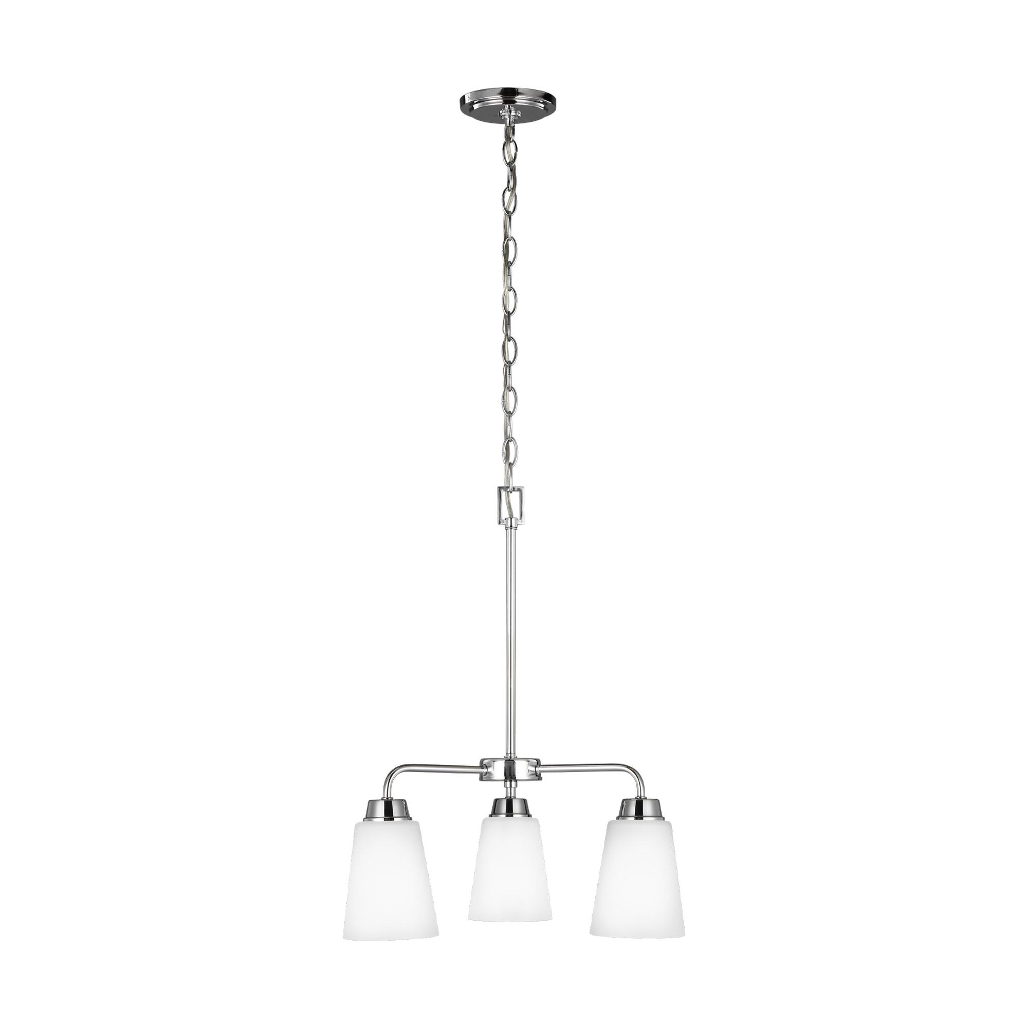 Kerrville Three Light Chandelier LED Transitional 15" Height Steel Round Satin Etched Shade in Chrome