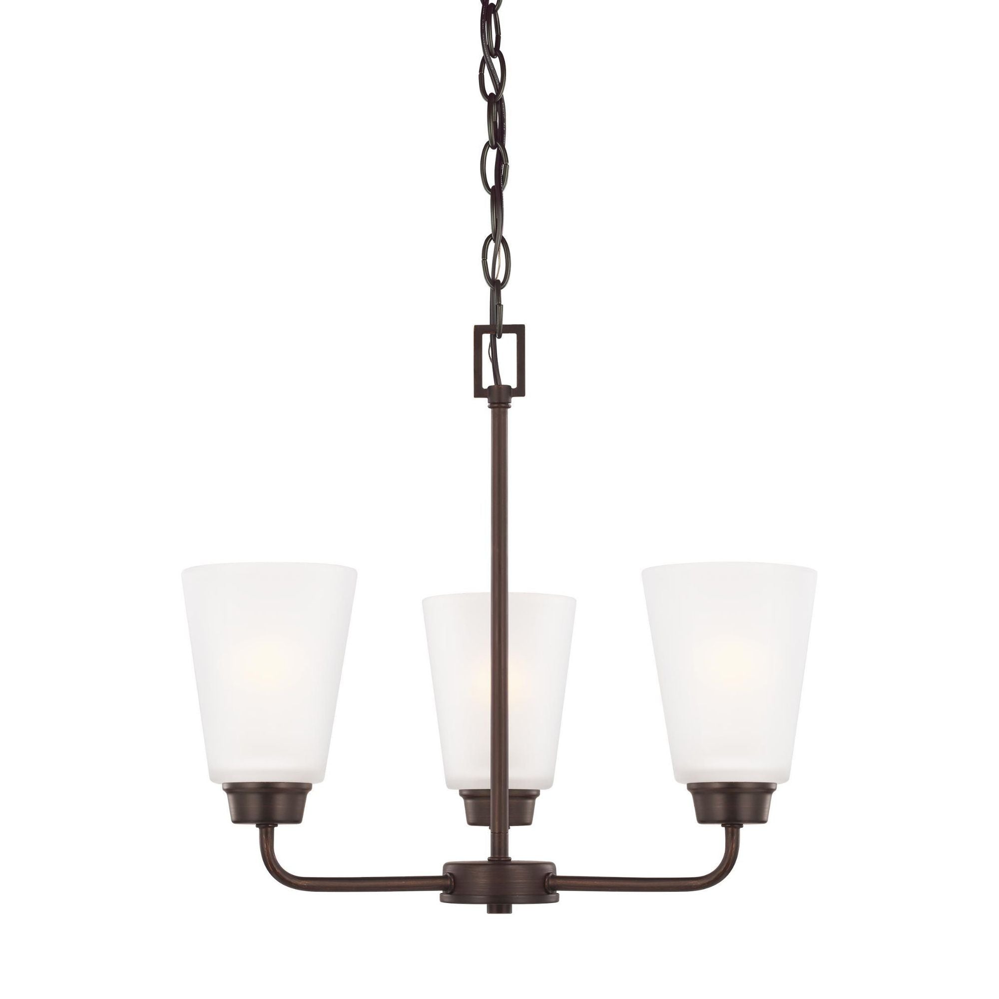 Kerrville Three Light Chandelier LED Transitional 17.875" Width 15" Height Steel Round Satin Etched Shade in Bronze