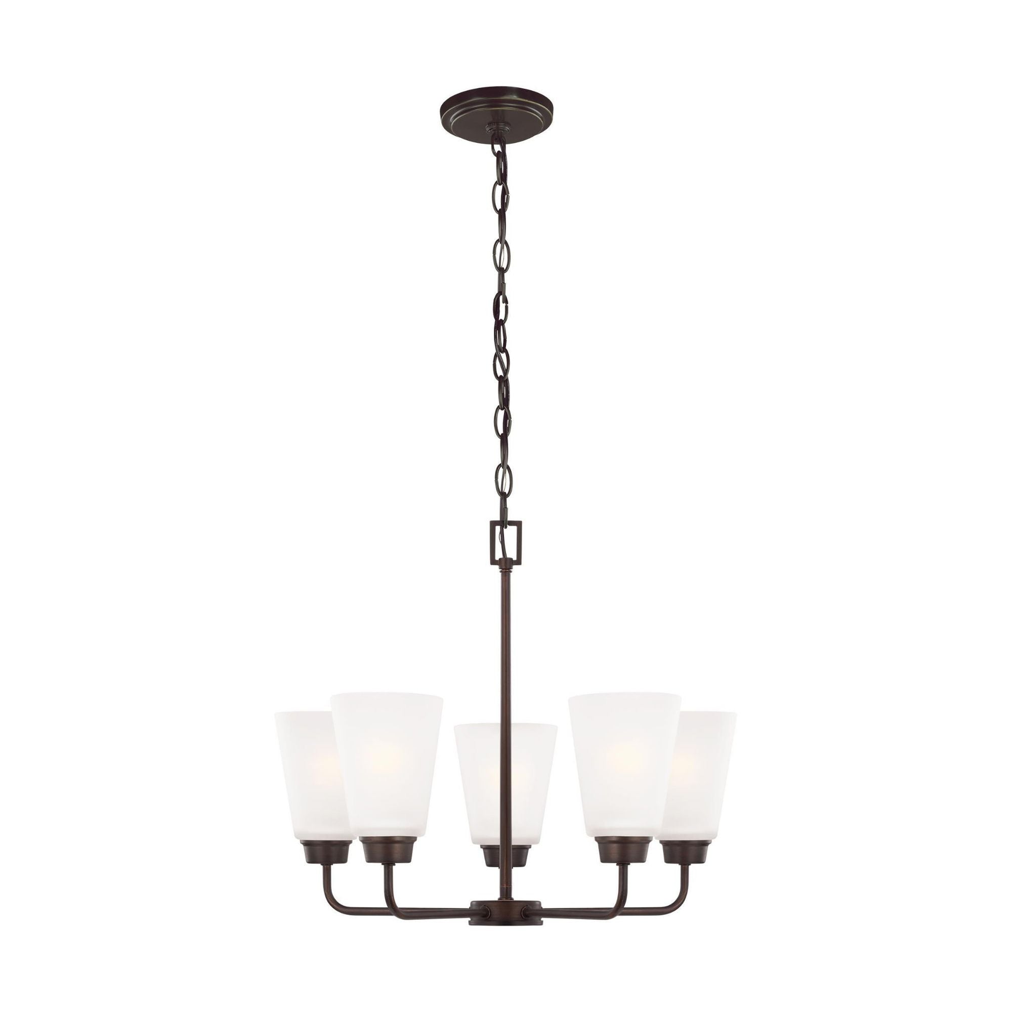 Kerrville Five Light Chandelier Transitional 20.375" Width 17" Height Steel Round Satin Etched Shade in Bronze