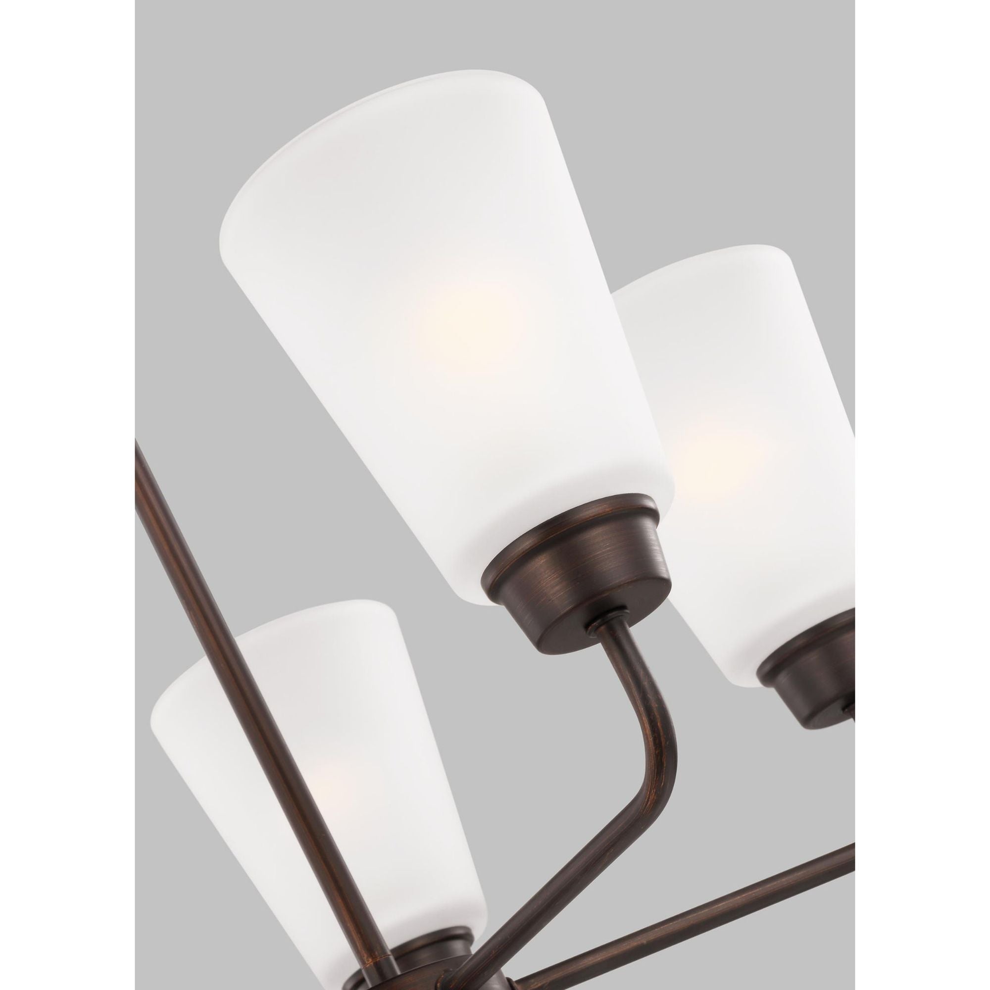 Kerrville Five Light Chandelier Transitional 20.375" Width 17" Height Steel Round Satin Etched Shade in Bronze