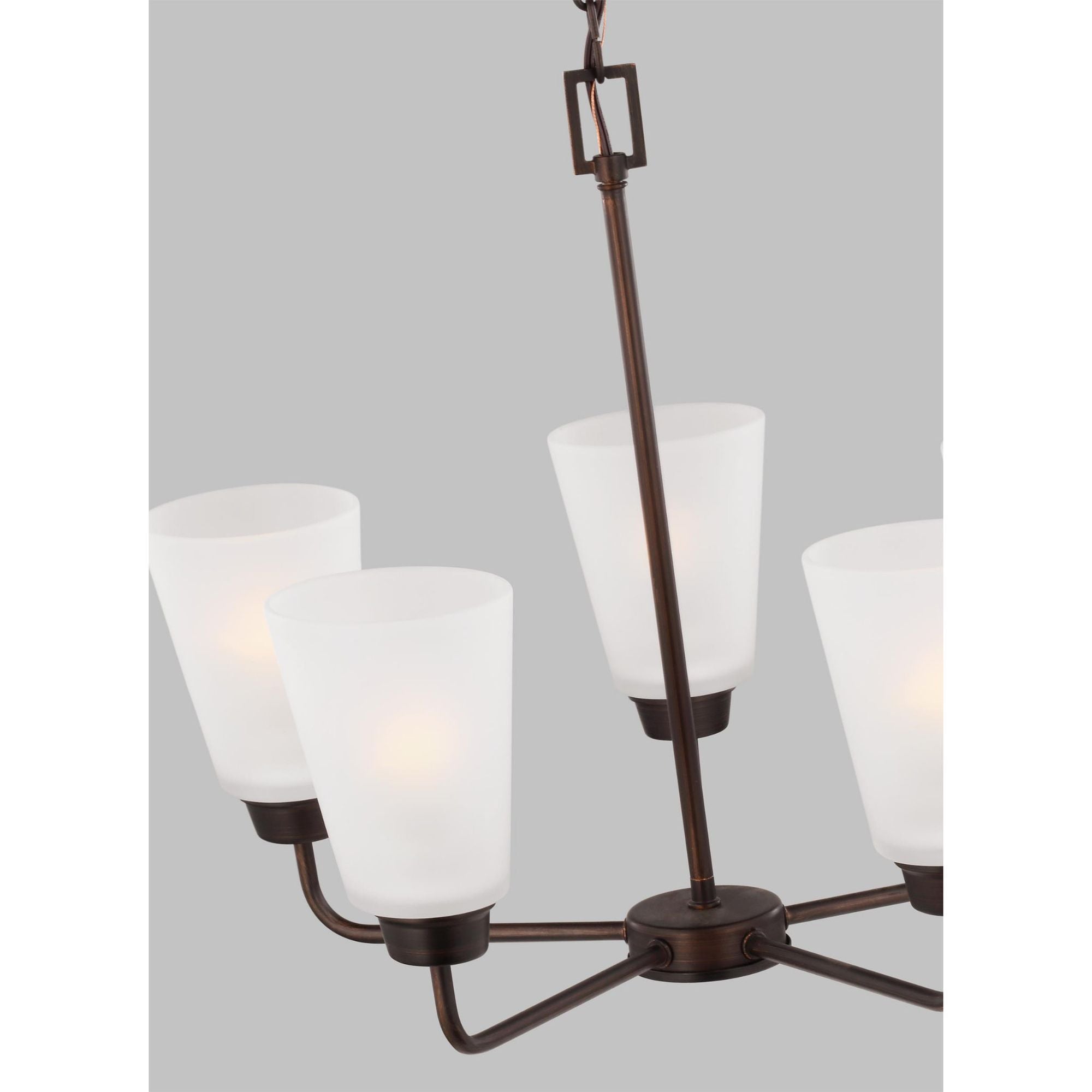 Kerrville Five Light Chandelier Transitional 20.375" Width 17" Height Steel Round Satin Etched Shade in Bronze