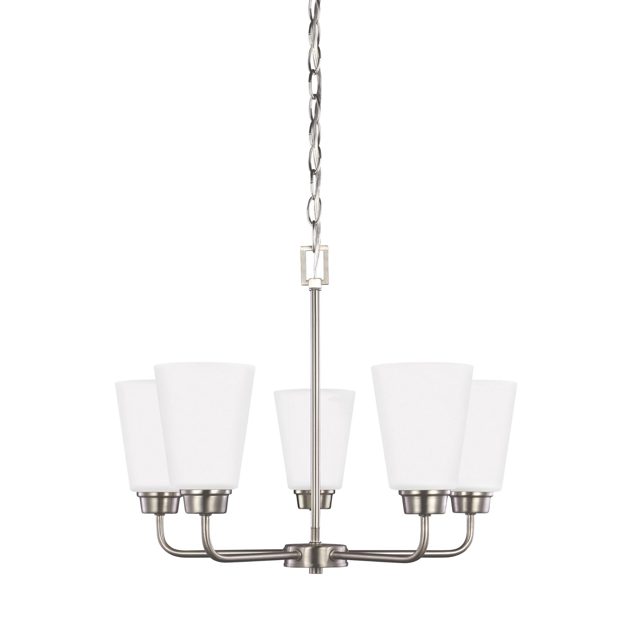 Kerrville Five Light Chandelier LED Transitional 17" Height Steel Round Satin Etched Shade in Brushed Nickel