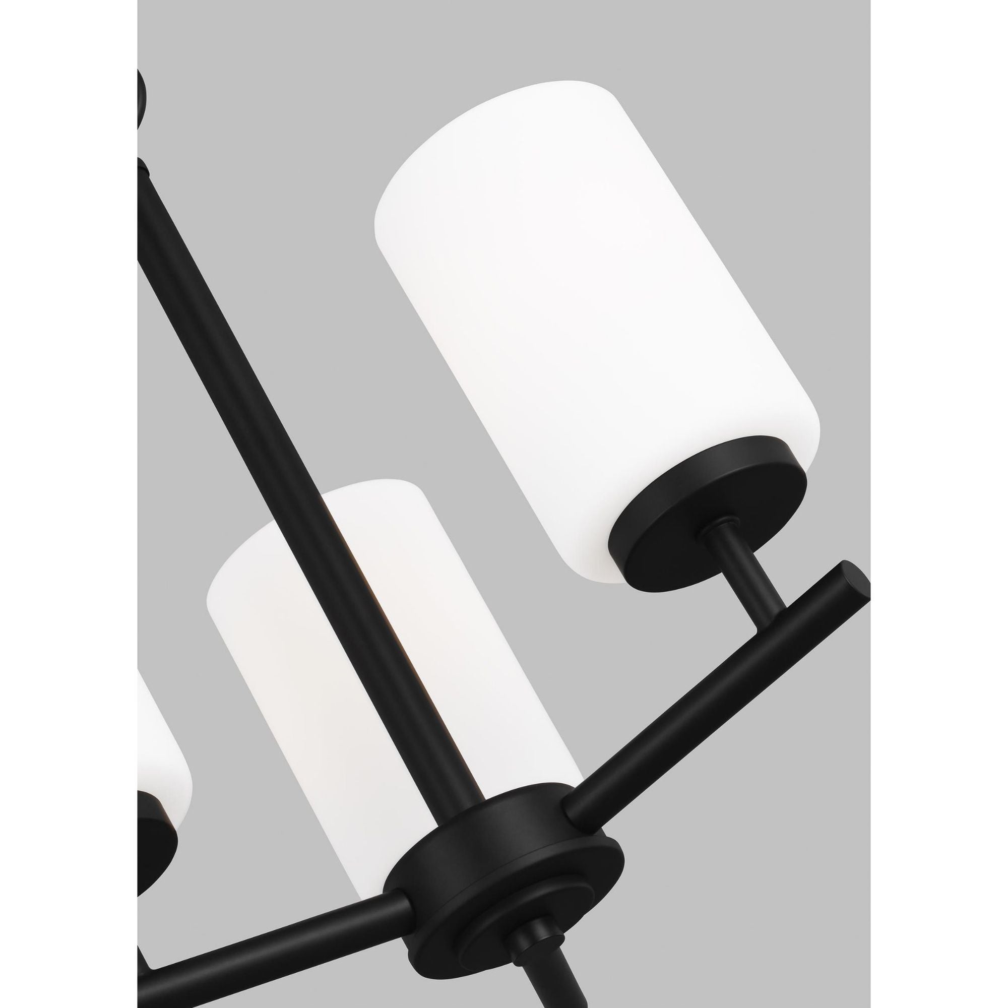 Oslo Three Light Chandelier Contemporary 16.5" Height Steel Round Cased Opal Etched Shade in Midnight Black