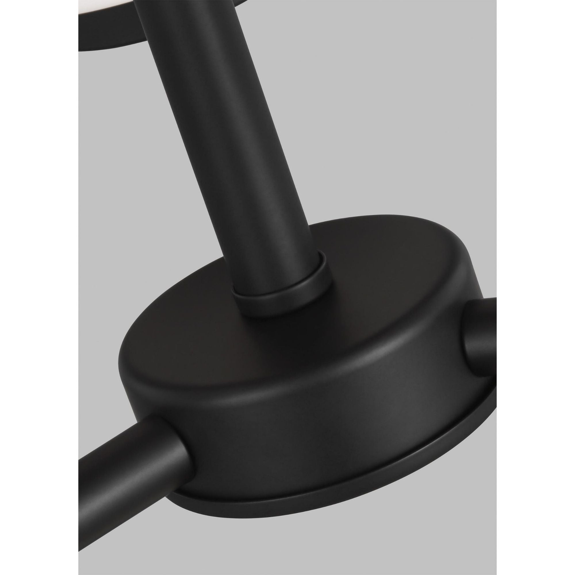 Oslo Three Light Chandelier Contemporary 16.5" Height Steel Round Cased Opal Etched Shade in Midnight Black