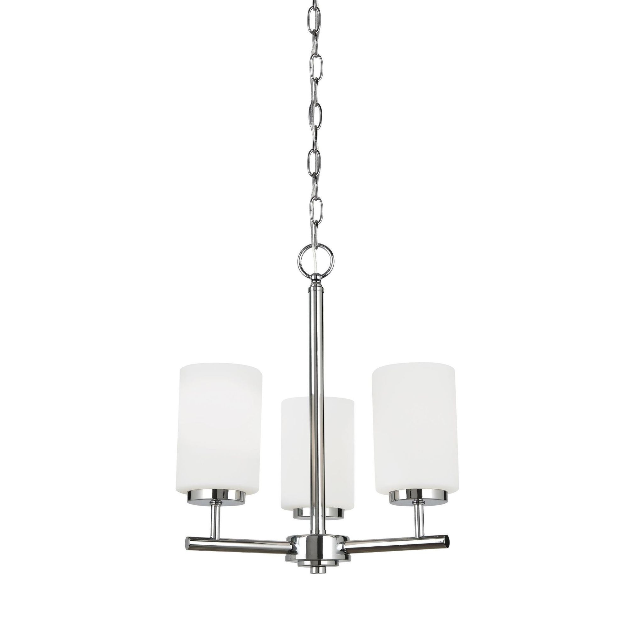 Oslo Three Light Chandelier LED Contemporary 16.5" Height Steel Round Cased Opal Etched Shade in Chrome