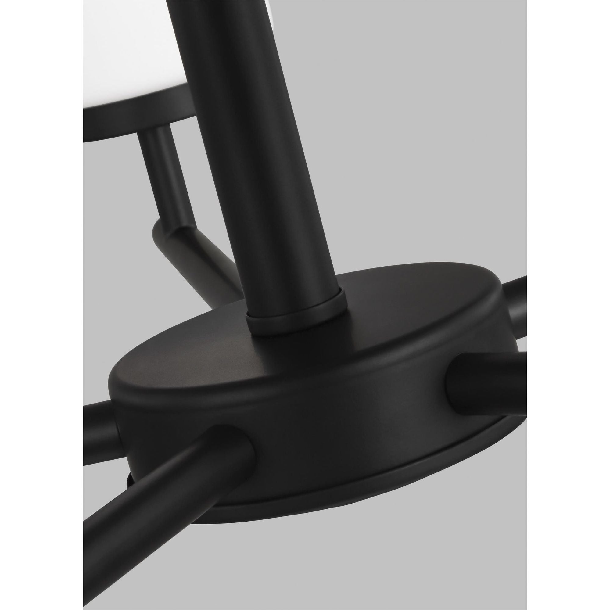 Oslo Five Light Chandelier Contemporary 24" Width 20" Height Steel Round Cased Opal Etched Shade in Midnight Black