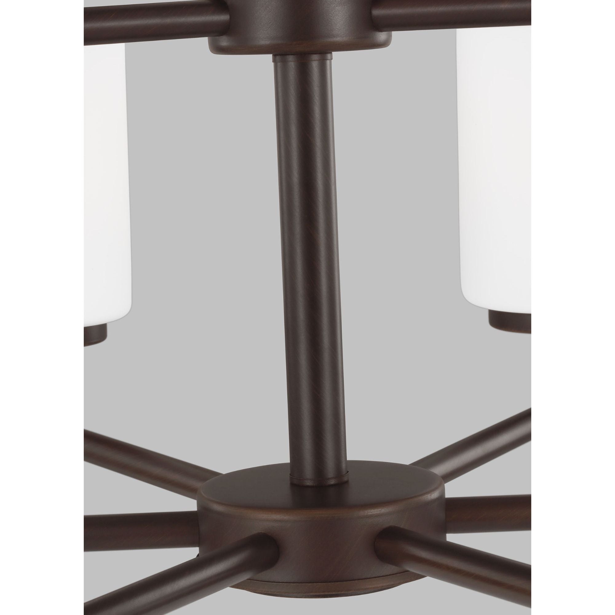 Oslo Nine Light Chandelier LED Contemporary 26.75" Height Steel Round Cased Opal Etched Shade in Bronze