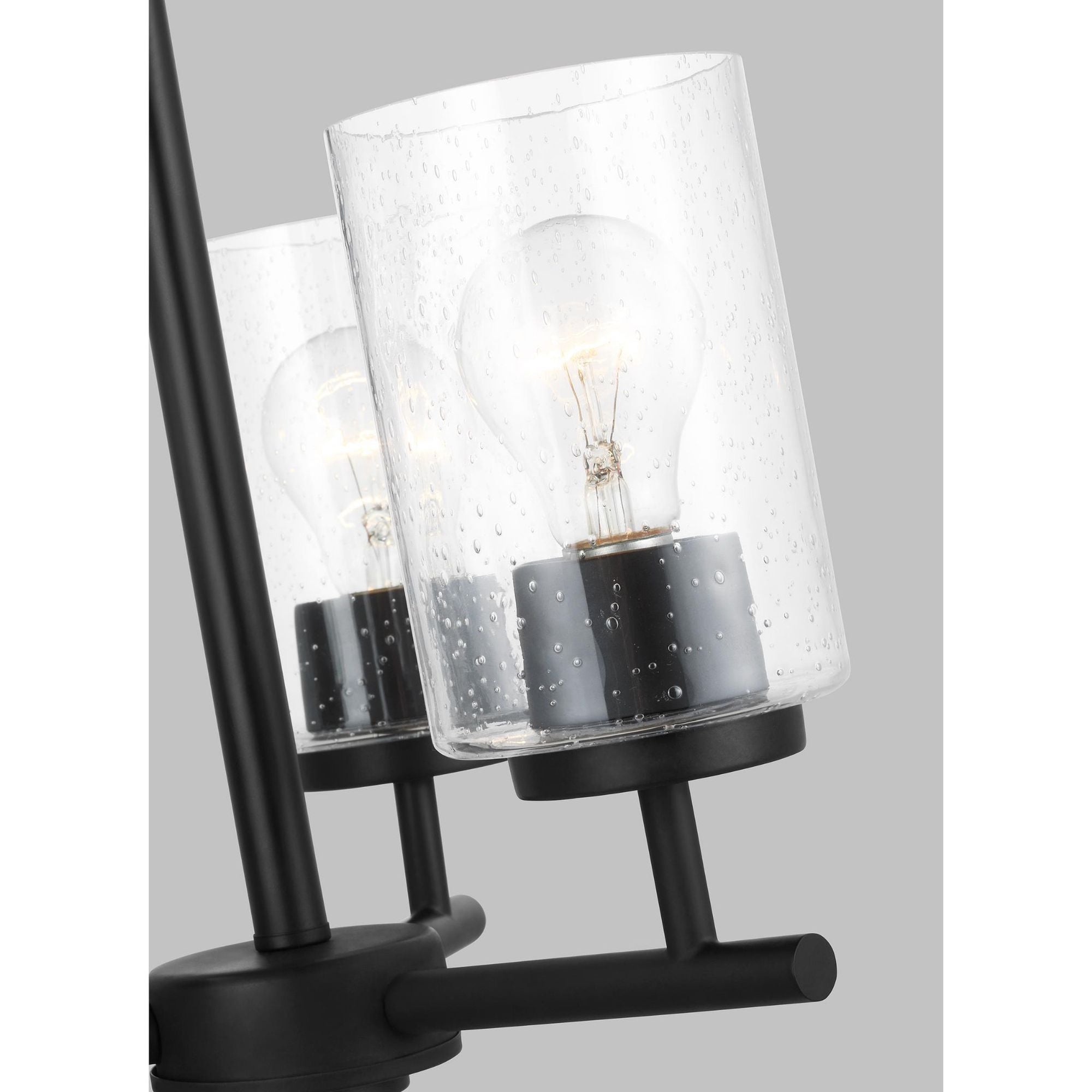 Oslo Three Light Chandelier Contemporary 16.5" Height Steel Round Clear Seeded Shade in Midnight Black