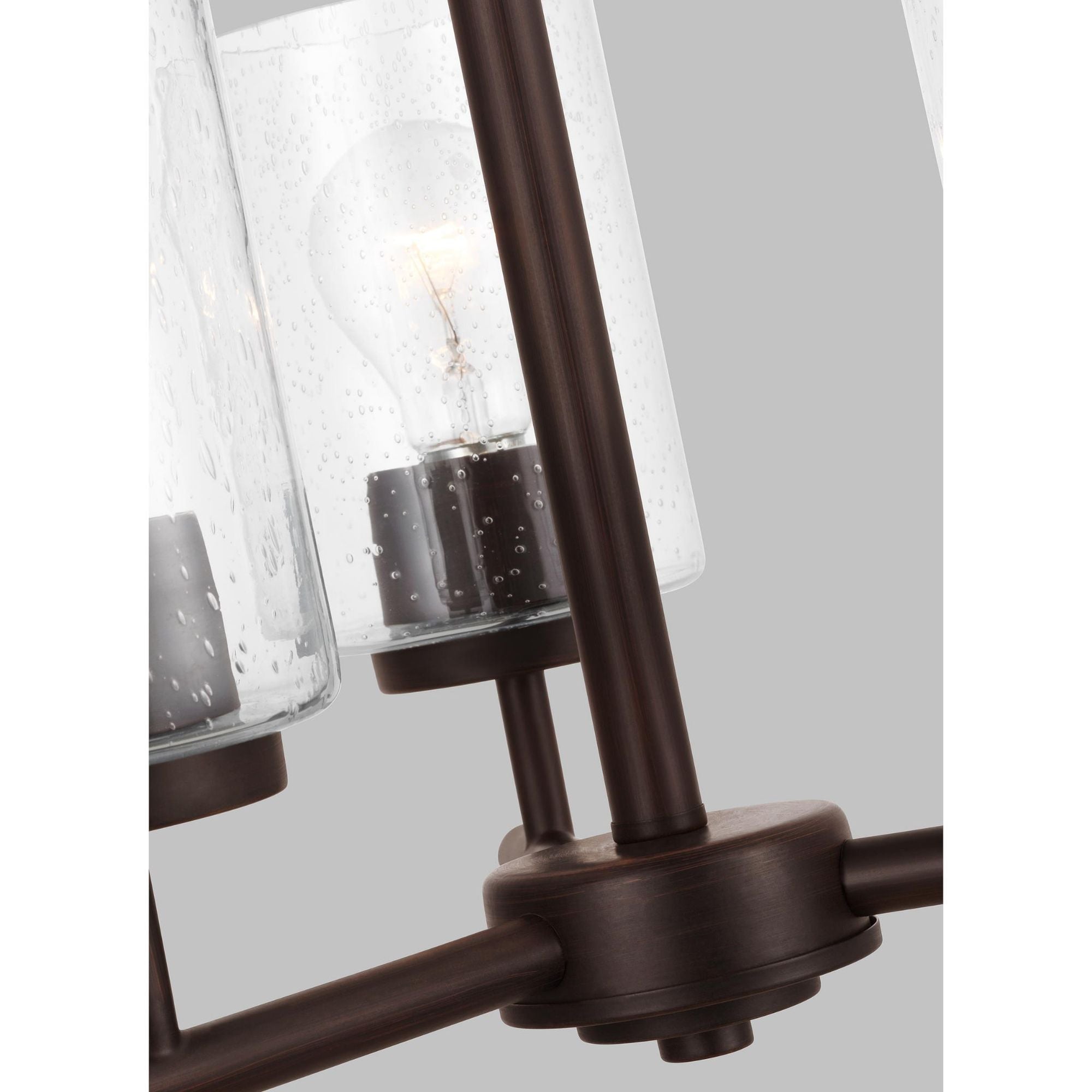 Oslo Three Light Chandelier Contemporary 16.5" Height Steel Round Clear Seeded Shade in Bronze