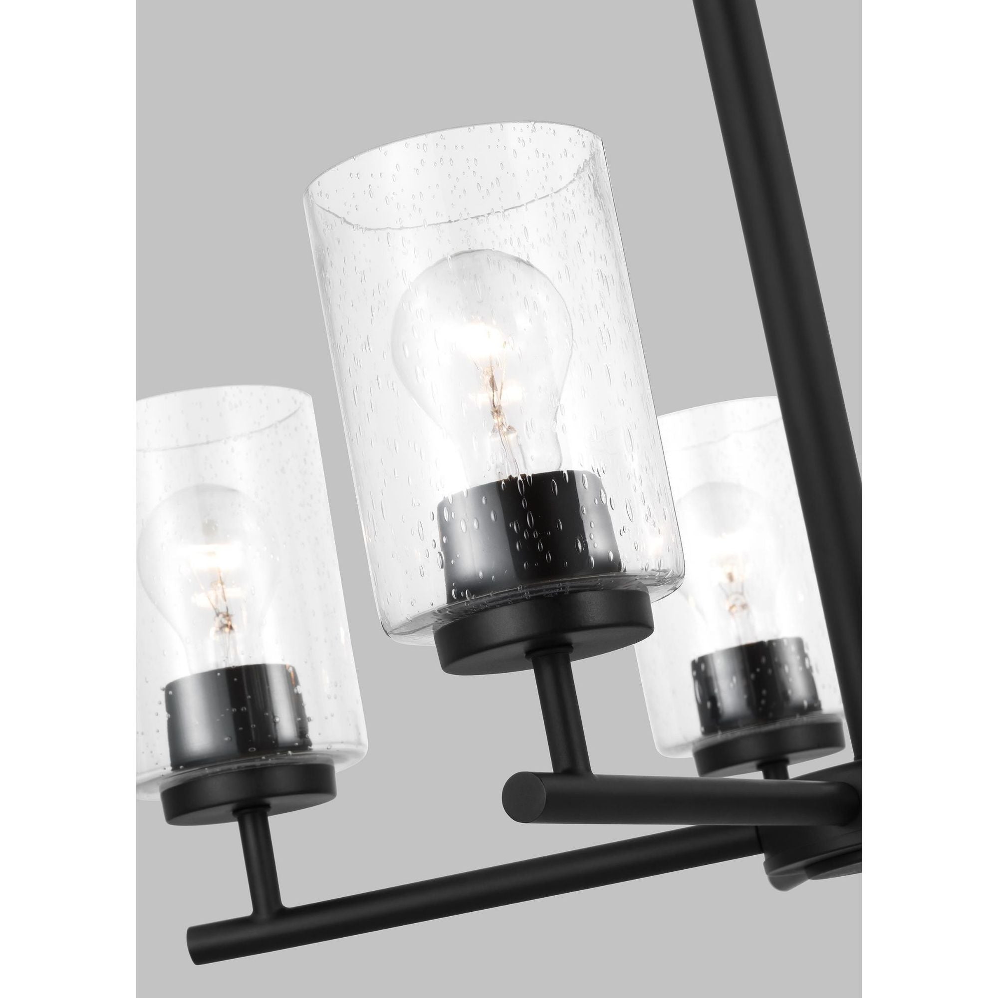 Oslo Five Light Chandelier Contemporary 20" Height Steel Round Clear Seeded Shade in Midnight Black