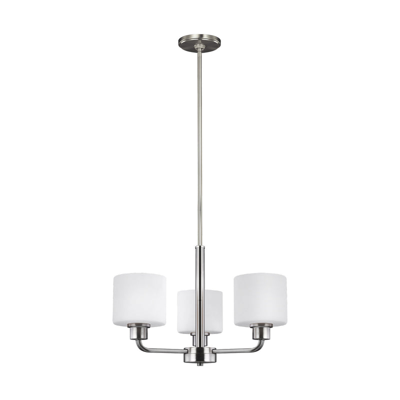 Generation Lighting 3128803-962 Sea Gull Canfield 3 Light Chandelier in Brushed Nickel