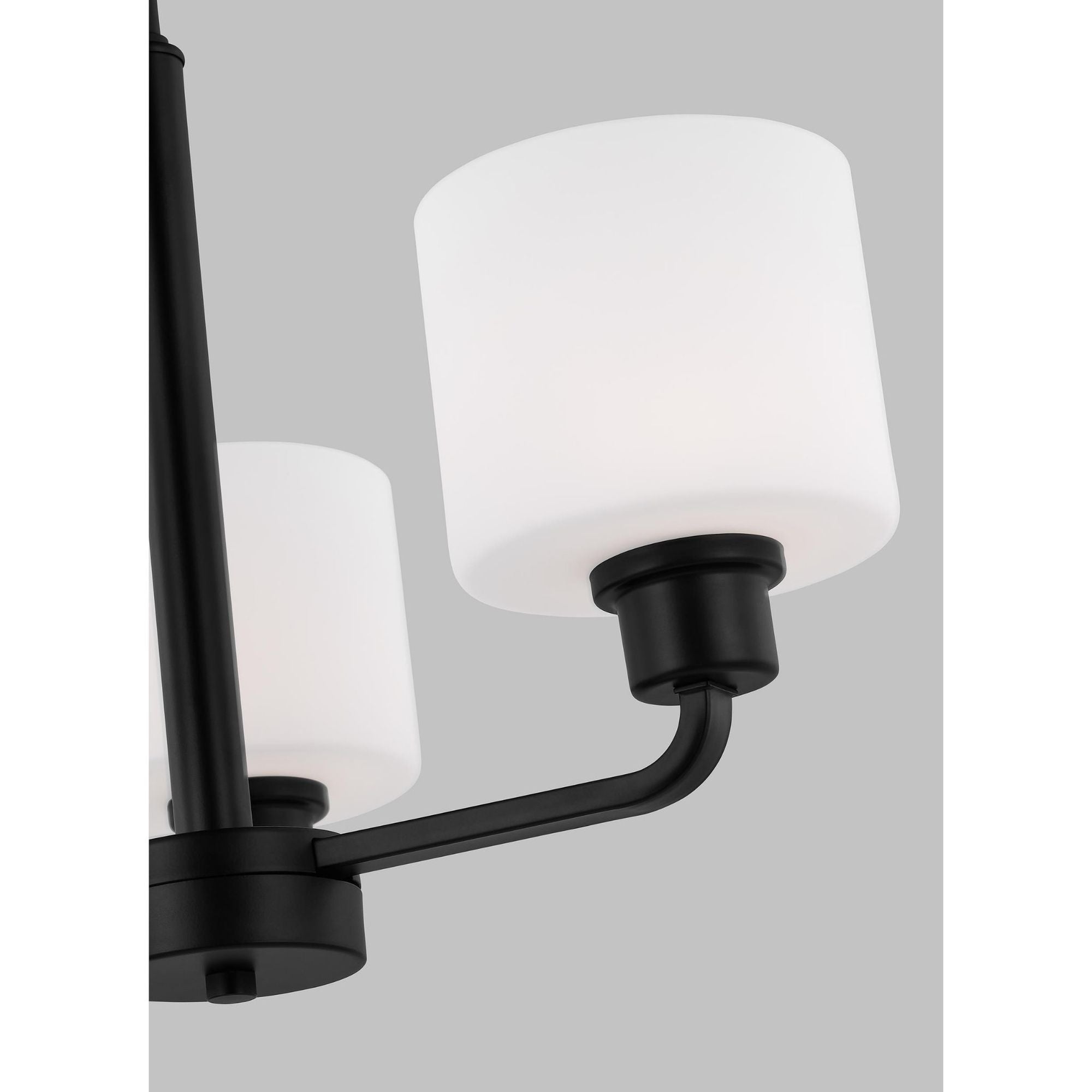 Canfield Three Light Chandelier LED Modern 13.125" Height Steel Round Etched / White Inside Shade in Midnight Black